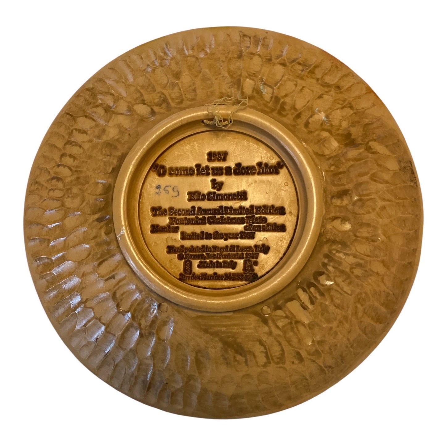 1987 Fontanini “O Come Let Us Adore Him” Wall Plate – Elio Simonetti – Limited Edition – 9" Made in Italy