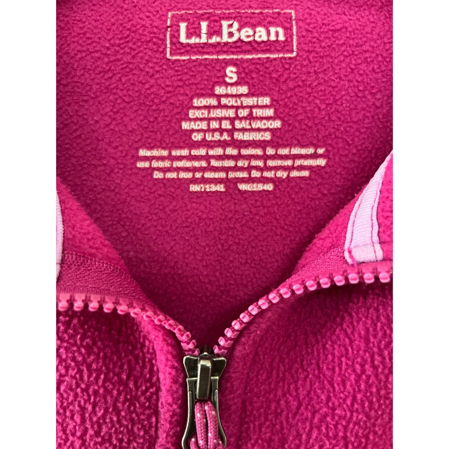 L.L. Bean Women’s Small Fuchsia Pink Full-Zip Fleece Jacket – Polartec Recycled