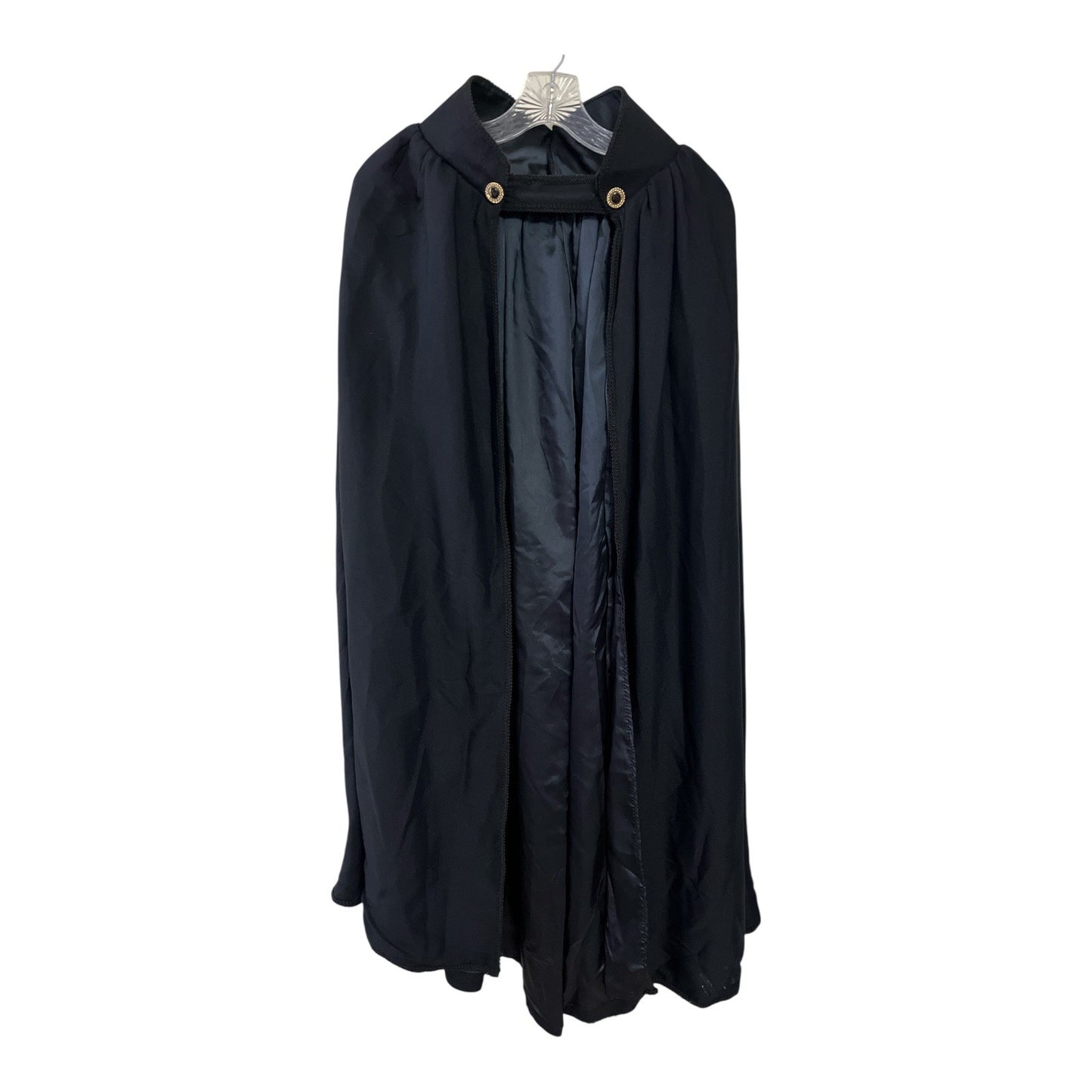 Vintage Black Costume Cape with Detachable Shoulder Cape + White Gloves