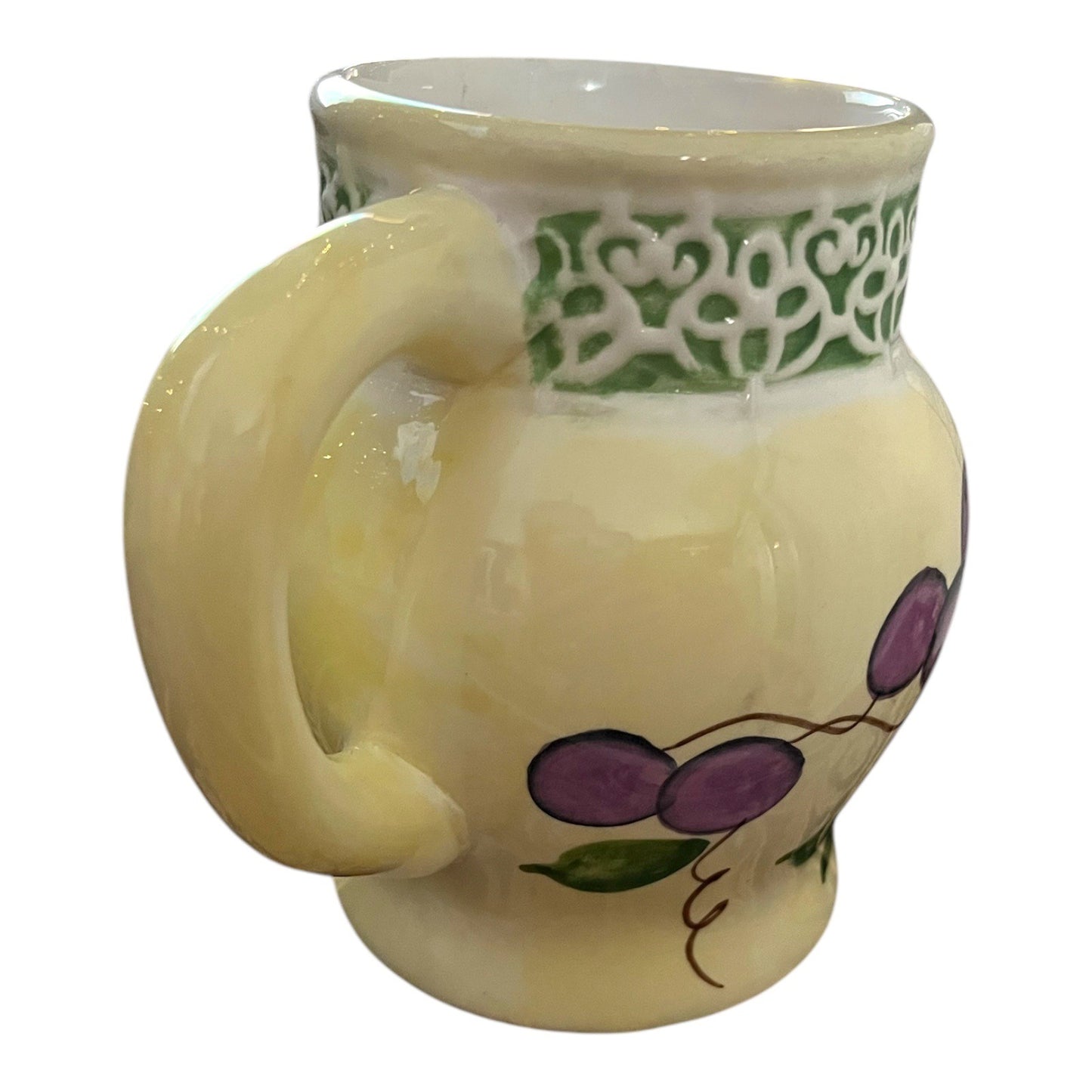 Vintage Alco Ceramic Mug – Grapes & Green Band Design 80s-90s