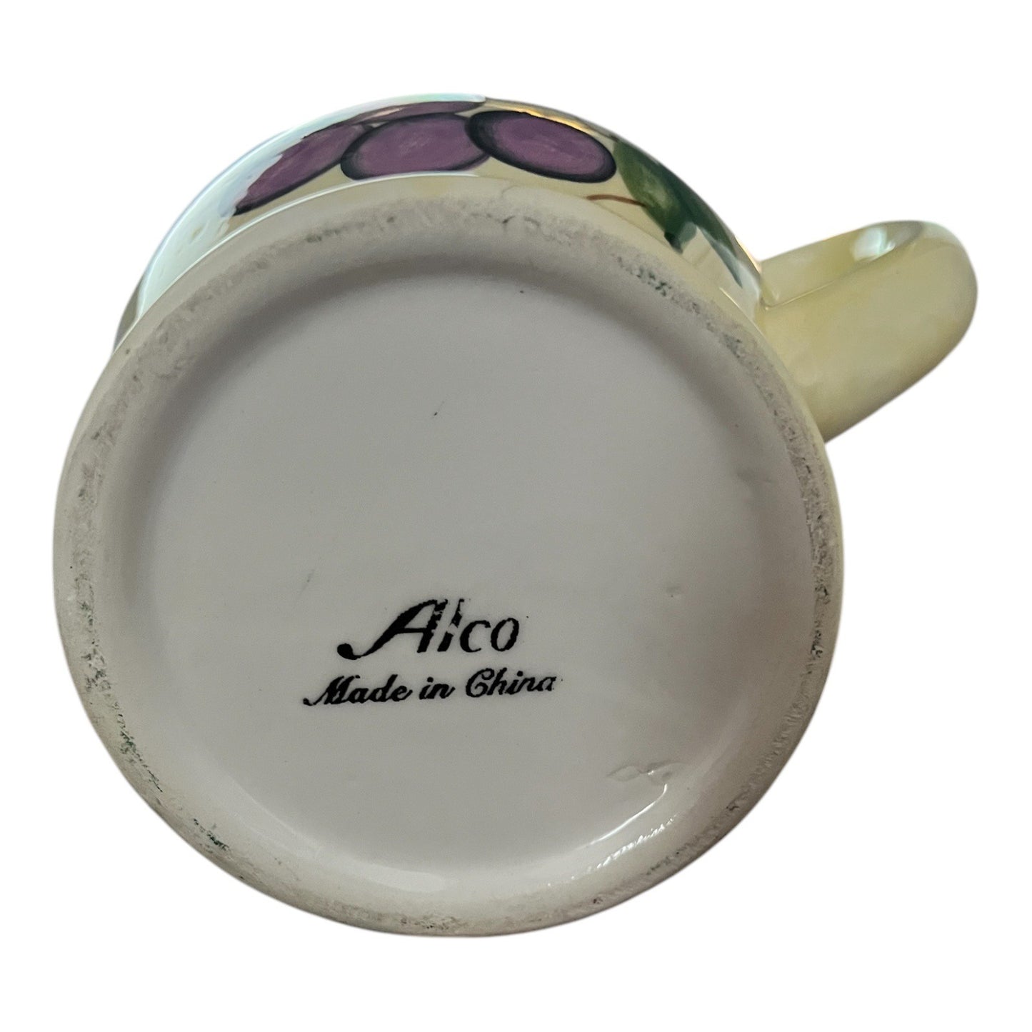 Vintage Alco Ceramic Mug – Grapes & Green Band Design 80s-90s