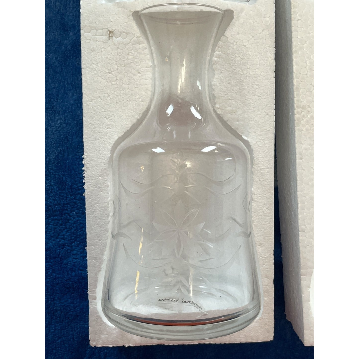 Southern Living at HOME English Garden Bedside Set – Handmade Etched Glass Carafe and Cup – New in Box