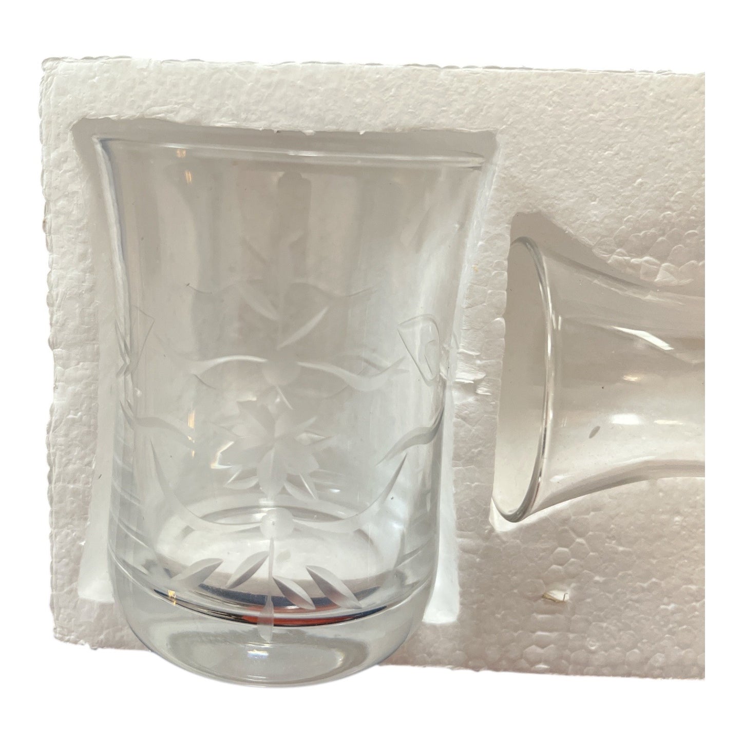 Southern Living at HOME English Garden Bedside Set – Handmade Etched Glass Carafe and Cup – New in Box