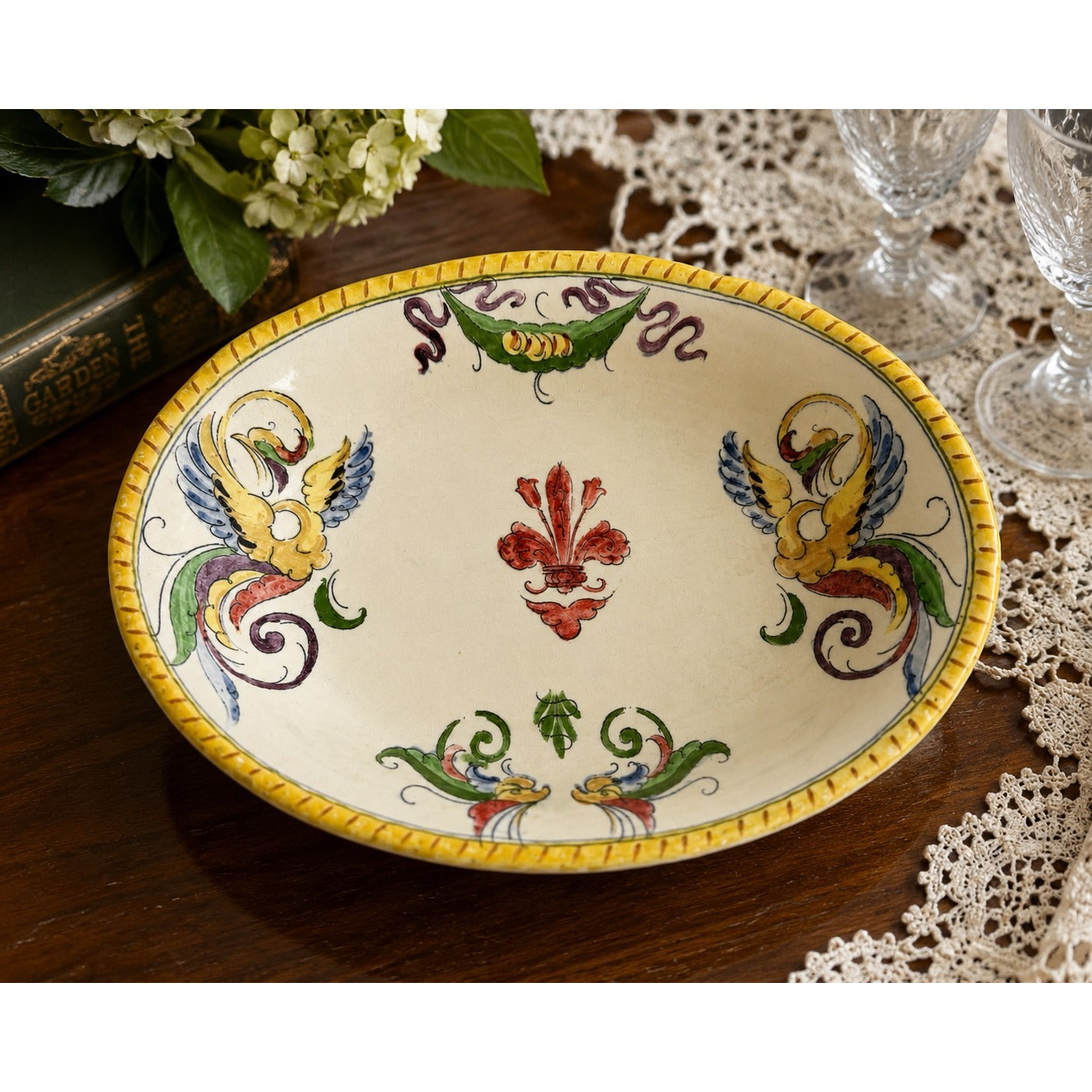 Vintage Royal Adams Titian Ware Hand Painted Oval Serving Bowl RD 459174 England 10x8