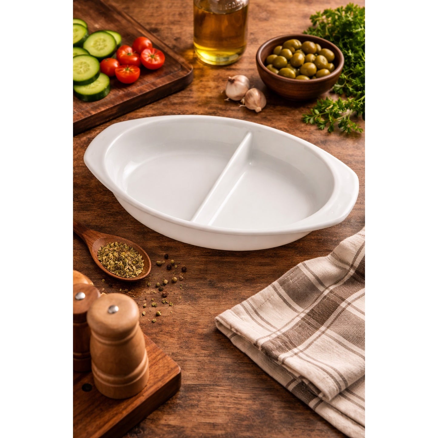 Vintage Pyrex 1063 White Divided Casserole Dish 1.5 Qt USA