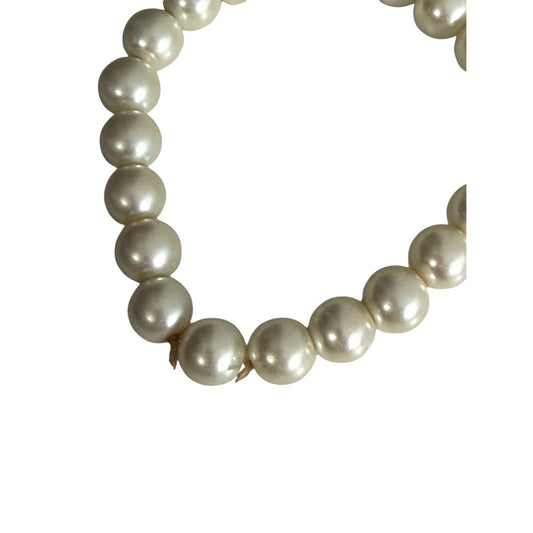 Vintage Cold Weighted Faux Pearl Stretch Bracelet Graduated Cream White Beads 3"