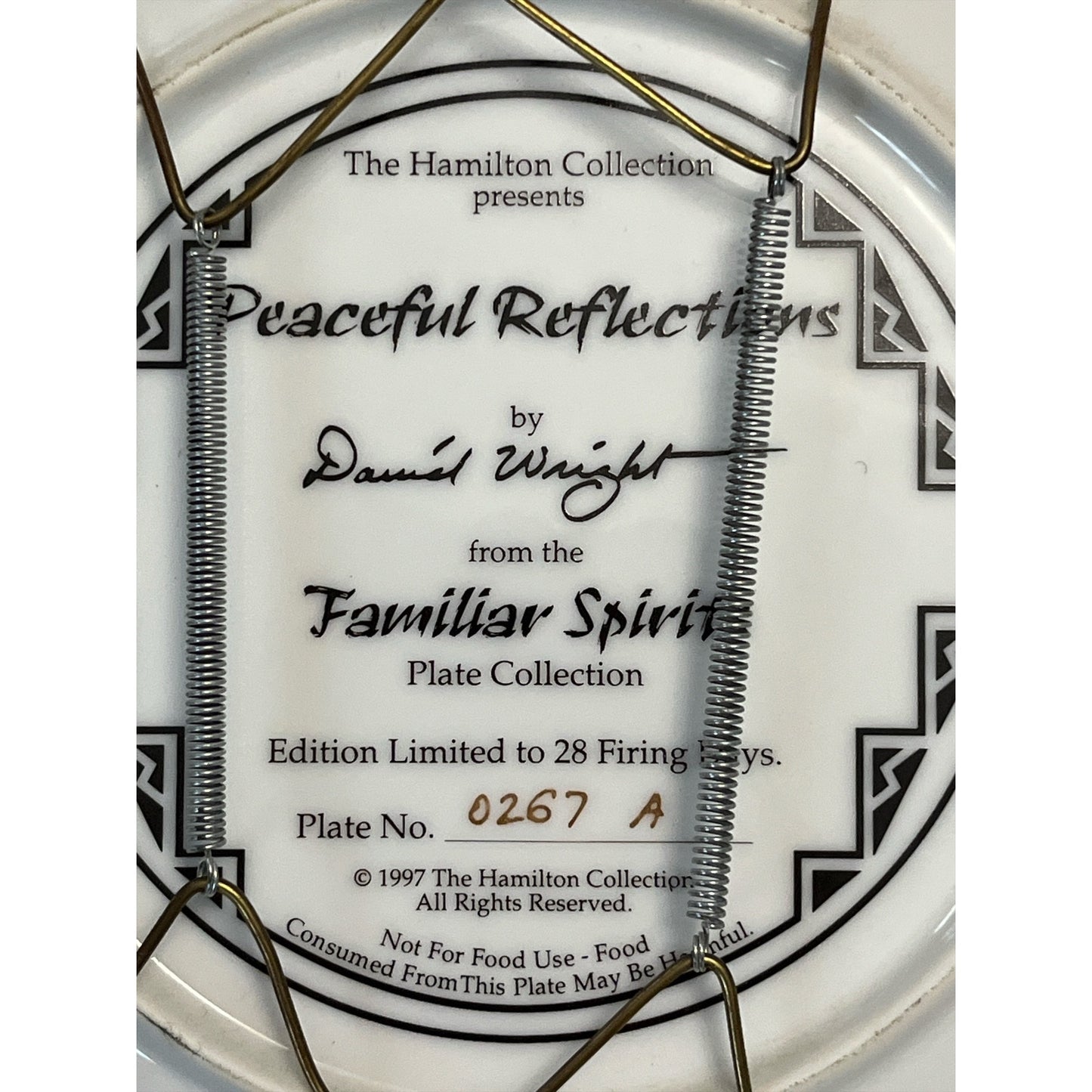 Hamilton Collection “Peaceful Reflections” Plate – David Wright – Woman & Wolf – 1997 Familiar Spirits – 8"