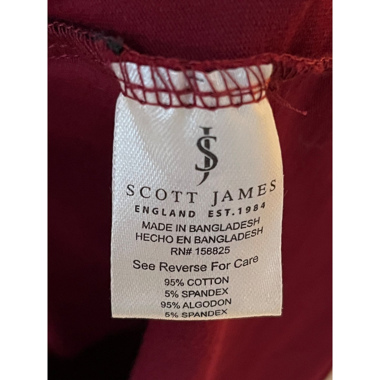 Scott James Men’s Short Sleeve Henley Shirt – Red – Size L (Fits Like U.S. Medium) – 21 x 28