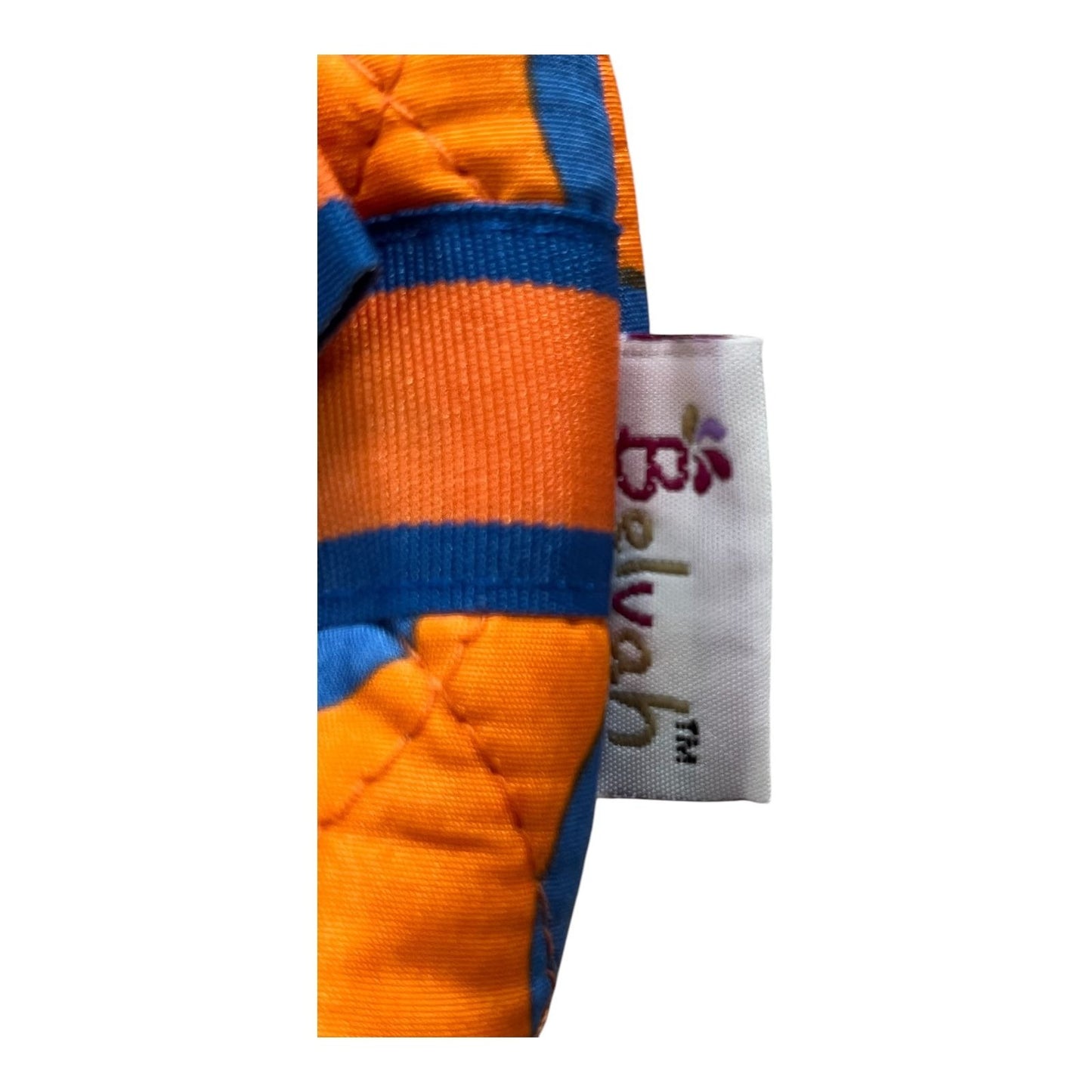 Vintage-Inspired Belvah Quilted Cosmetic Bag – Orange & Blue Polka Dots, Early 2010s, Bow Detail