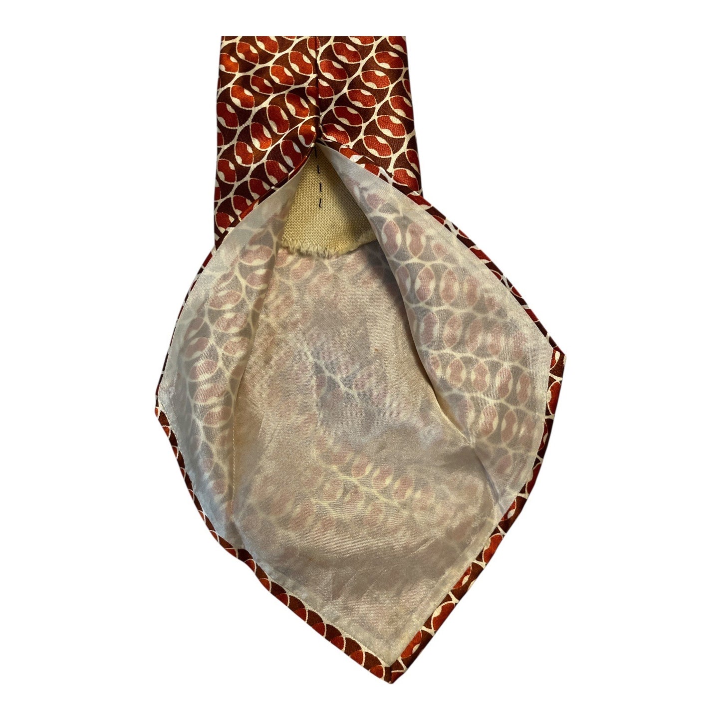 Vintage Arrow Mid-Century Mod Necktie – Brown & Red Geometric Print – Made in USA – 50”