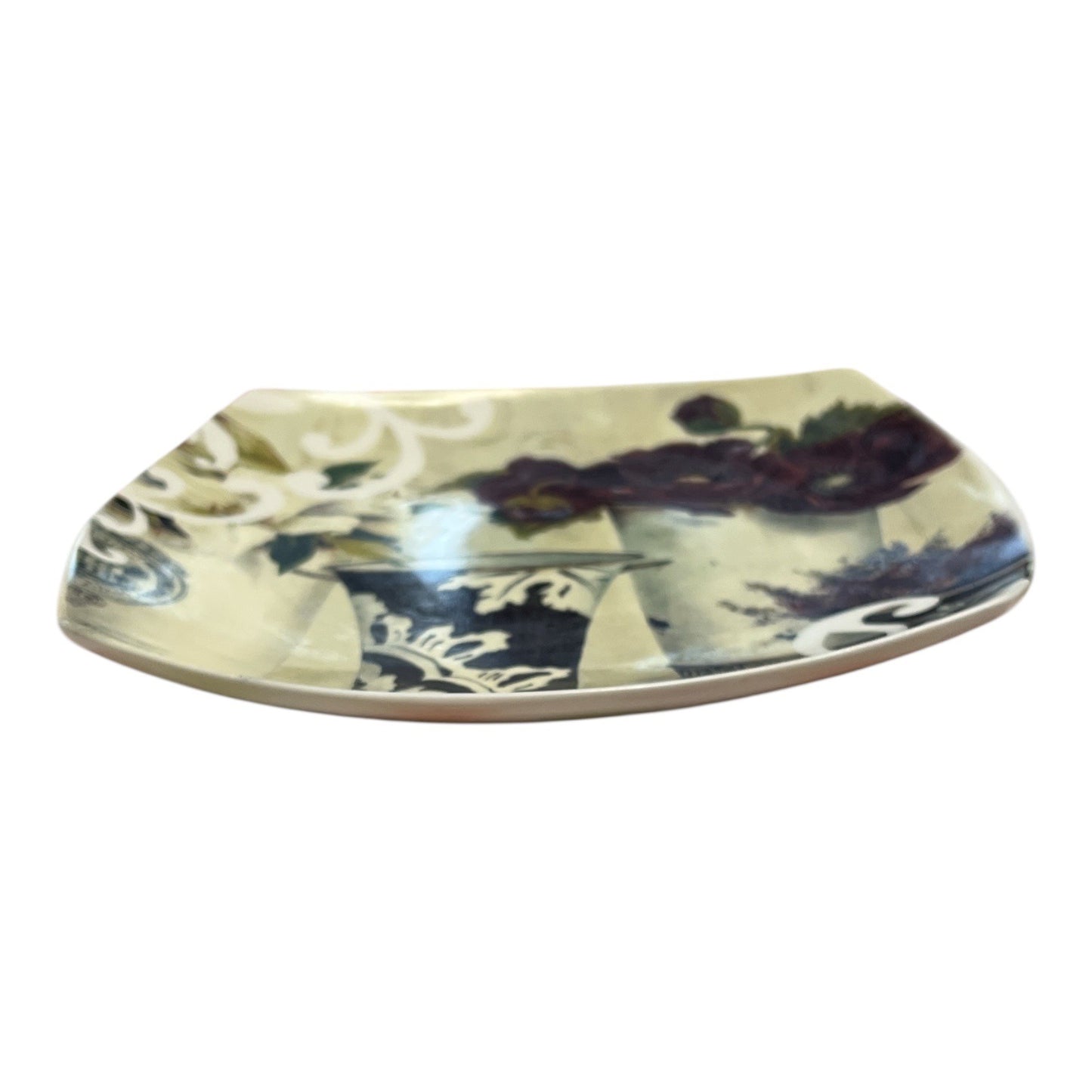 Cypress Home Kathryn White Floral Still Life Square Plate – 8” Decorative Tray