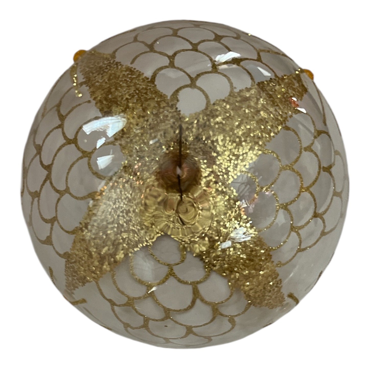Italian Hand-Painted Glass Ornament Gilardoni Fausto | Mouth Blown Bellagio Italy | Gold Glitter