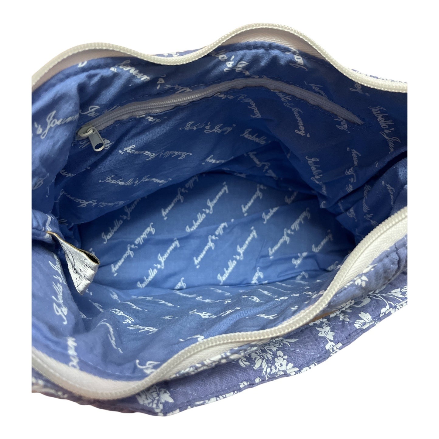 Vtg NWT Isabella’s Journey Quilted Shoulder Bag – Blue Toile Floral Print, 8x12x4, 9” Drop