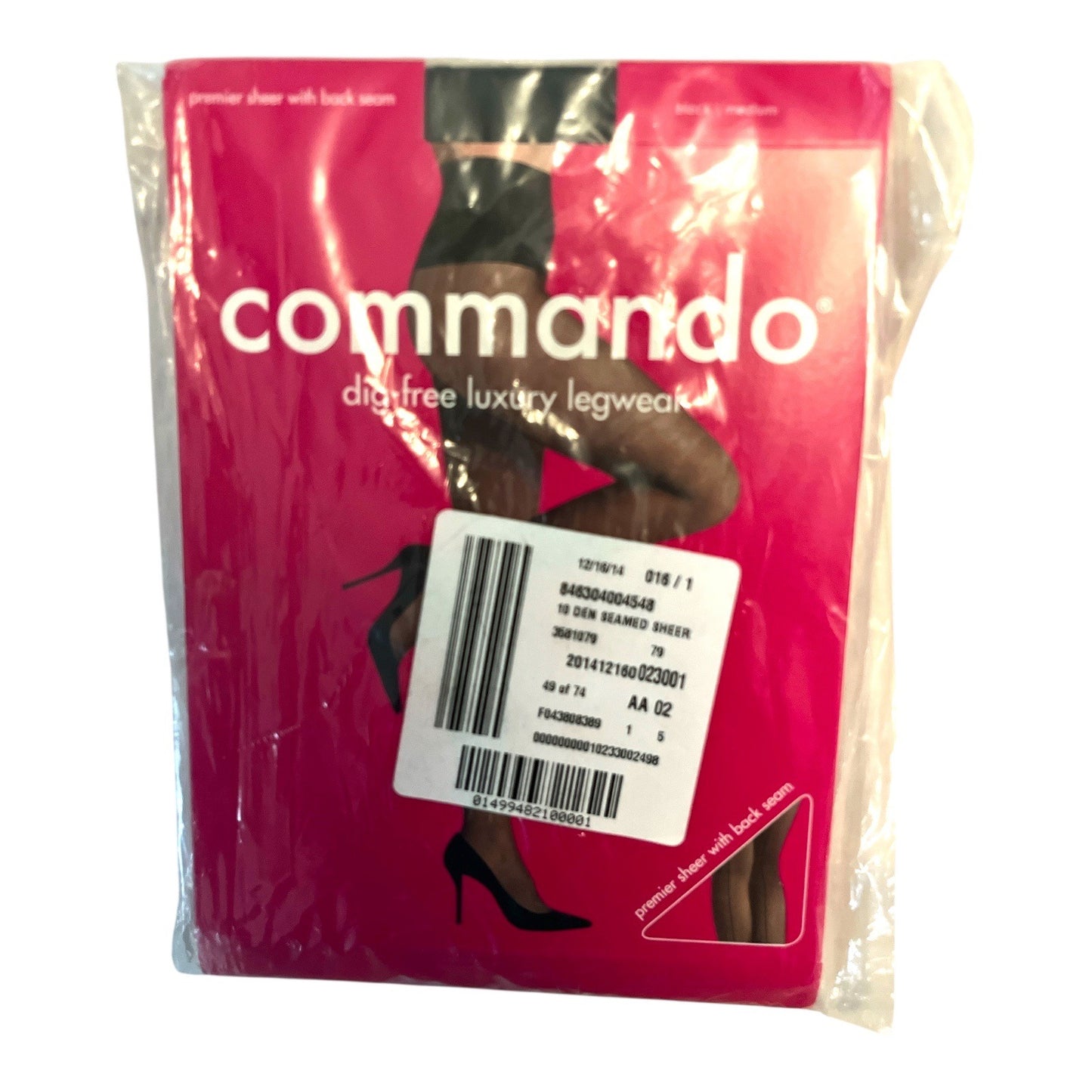 Commando 18 Denier Sheer Black Tights M | Dig-Free Waistband Legwear H10T2 | Made in USA