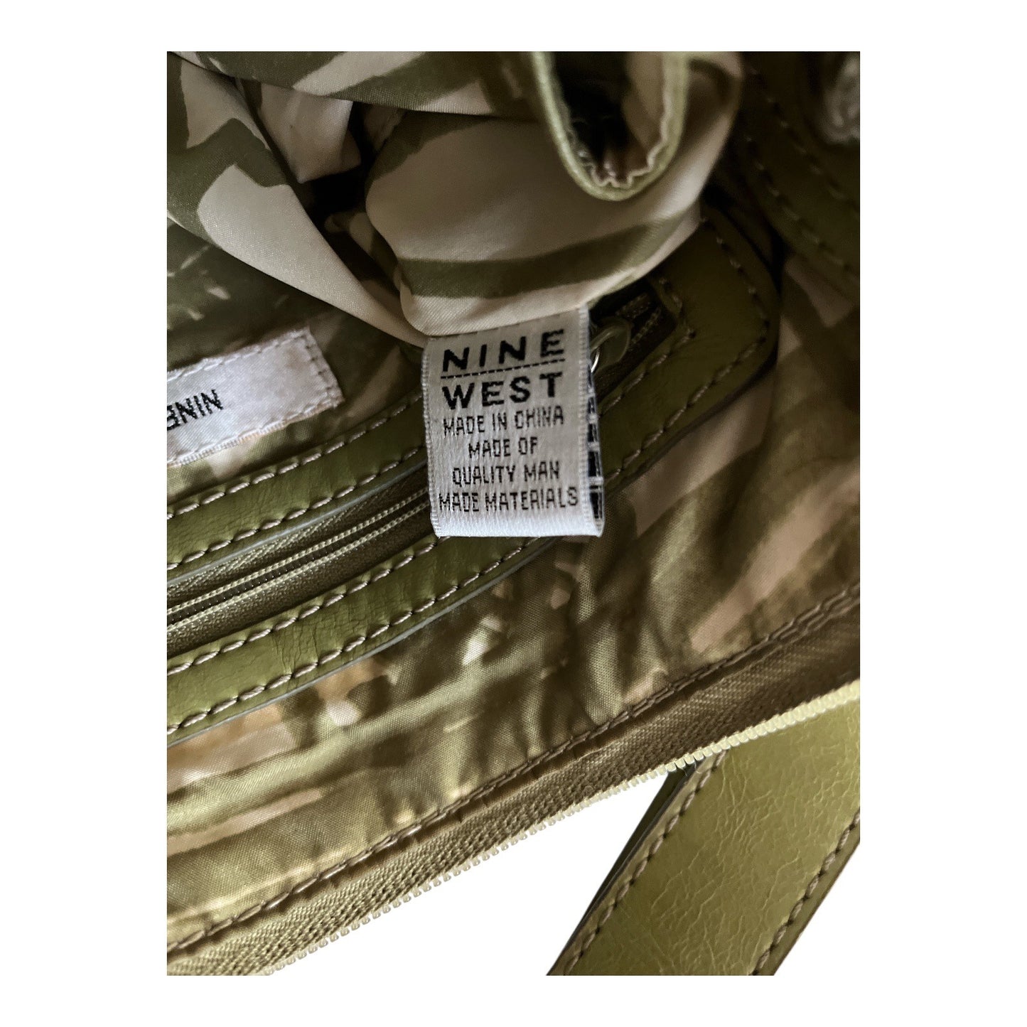 Nine West Green Crossbody Shoulder Bag – Faux Leather Pleated Front, Adjustable Strap