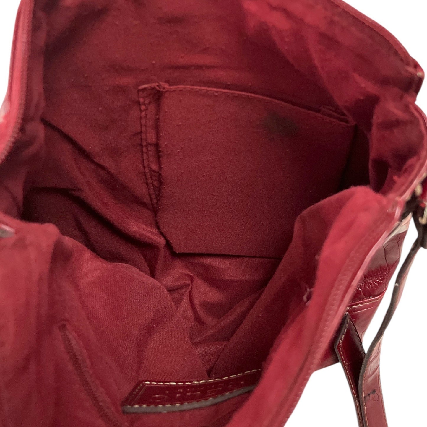 Relic Burgundy Faux Leather Crossbody Bag with Croc Embossed Pattern