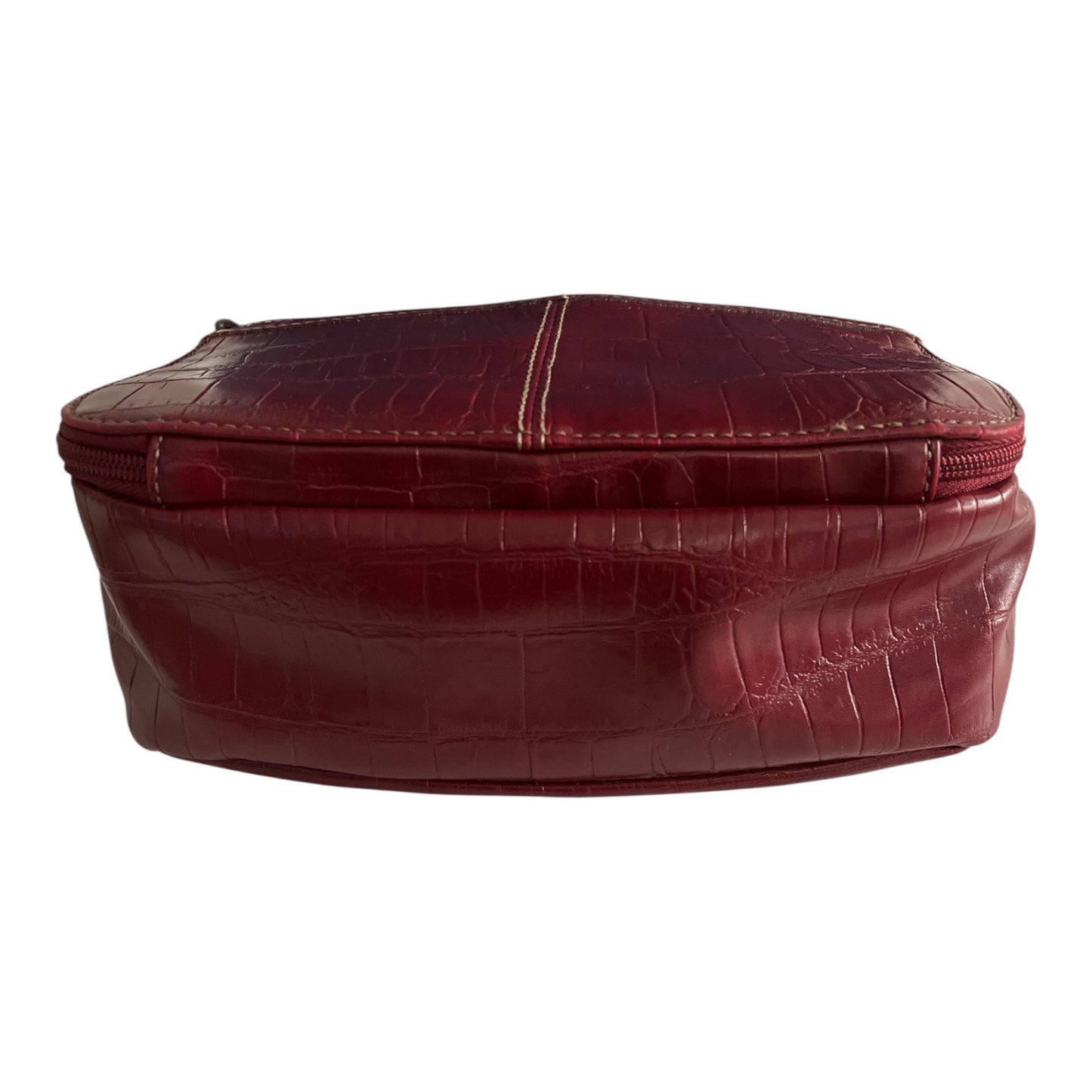 Relic Burgundy Faux Leather Crossbody Bag with Croc Embossed Pattern
