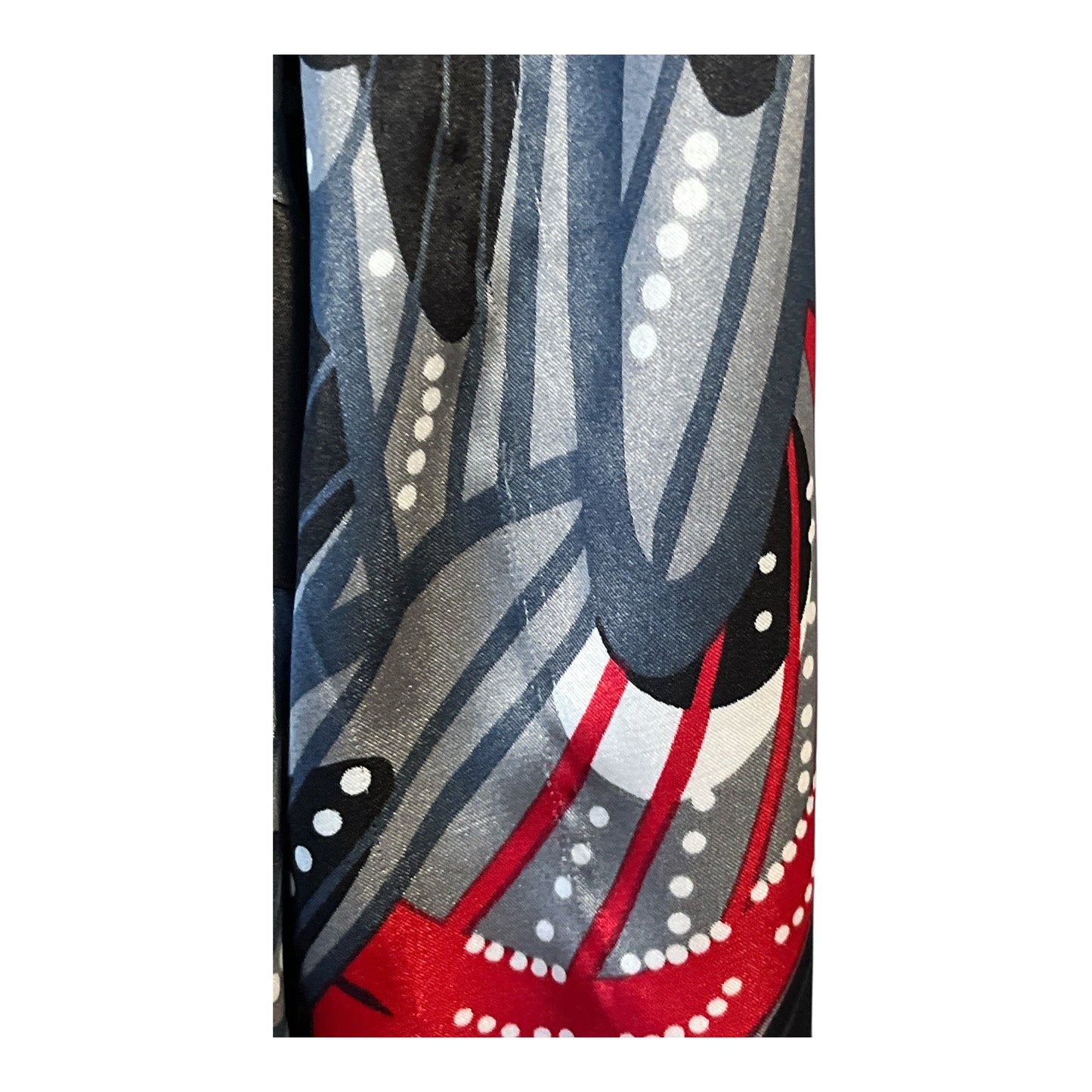 AGB Women’s XL Tunic Blouse | Red Black Gray Abstract Floral Print | Side Zip | 40x28