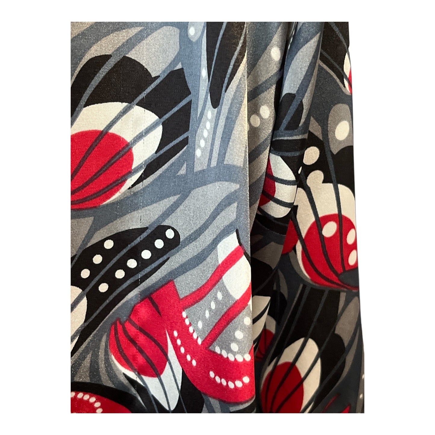 AGB Women’s XL Tunic Blouse | Red Black Gray Abstract Floral Print | Side Zip | 40x28
