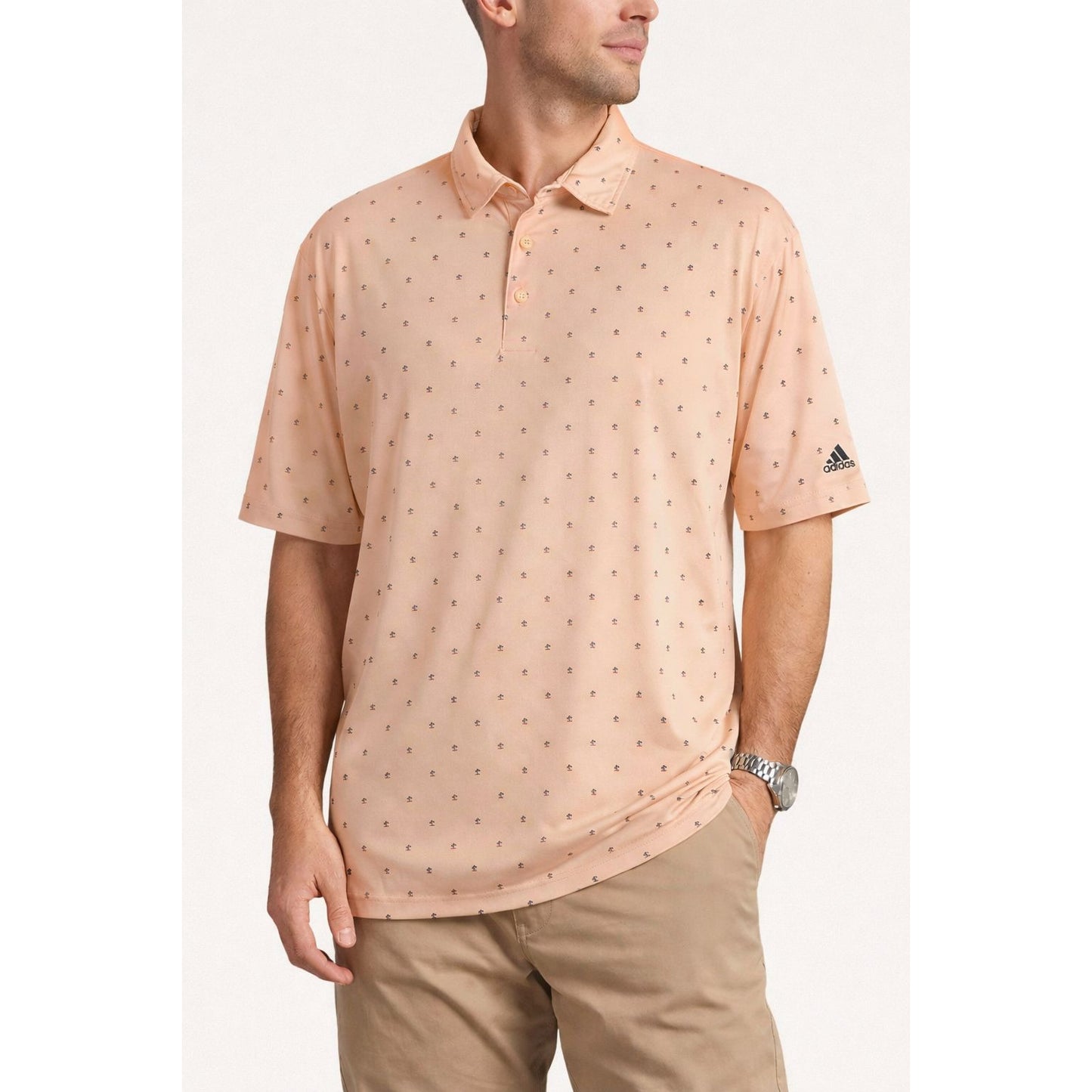 Adidas Primegreen Performance Polo Shirt Peach Micro Print Men’s Large