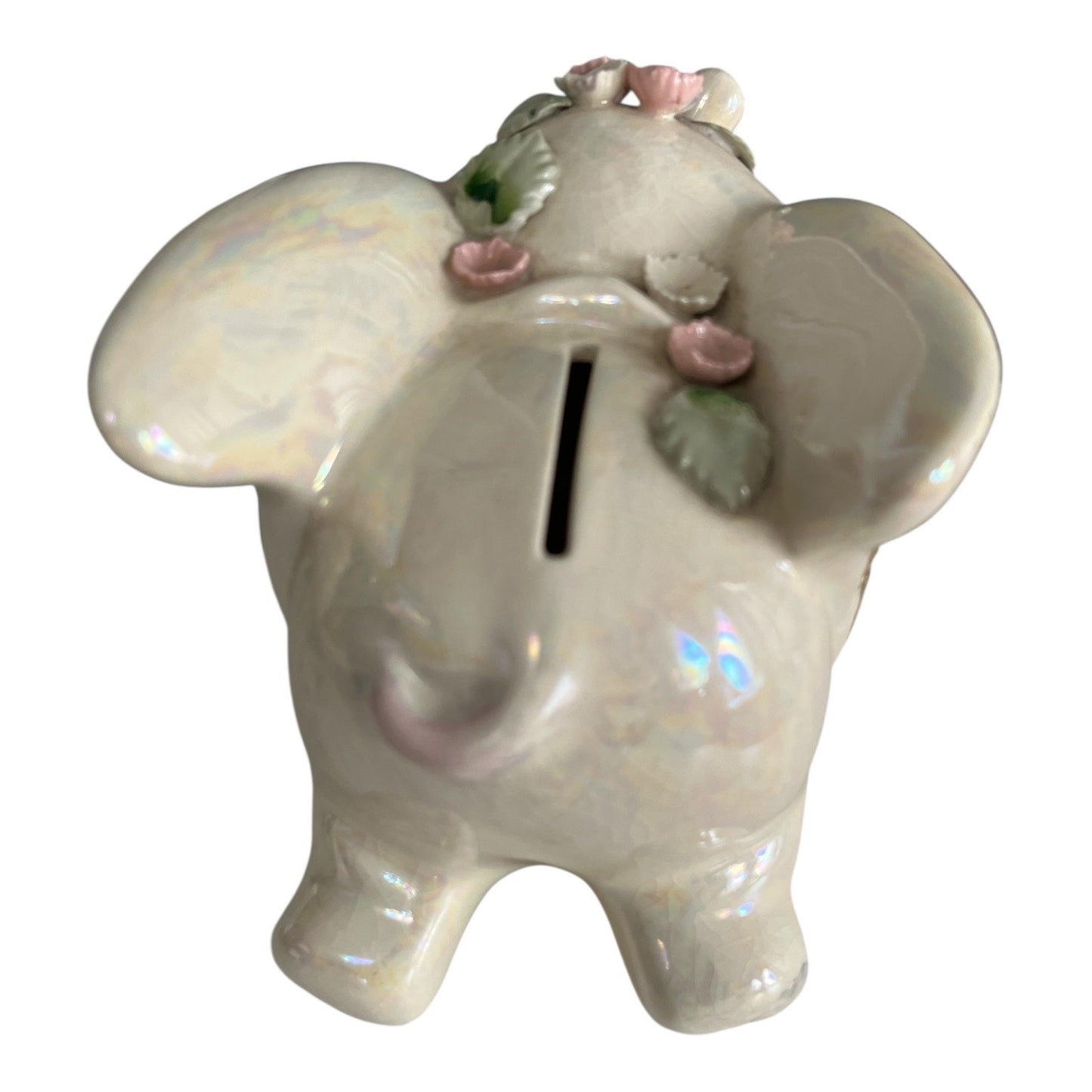Vintage Elephant Bank – Lustreware Ceramic with Flowers – Essay New York 620M