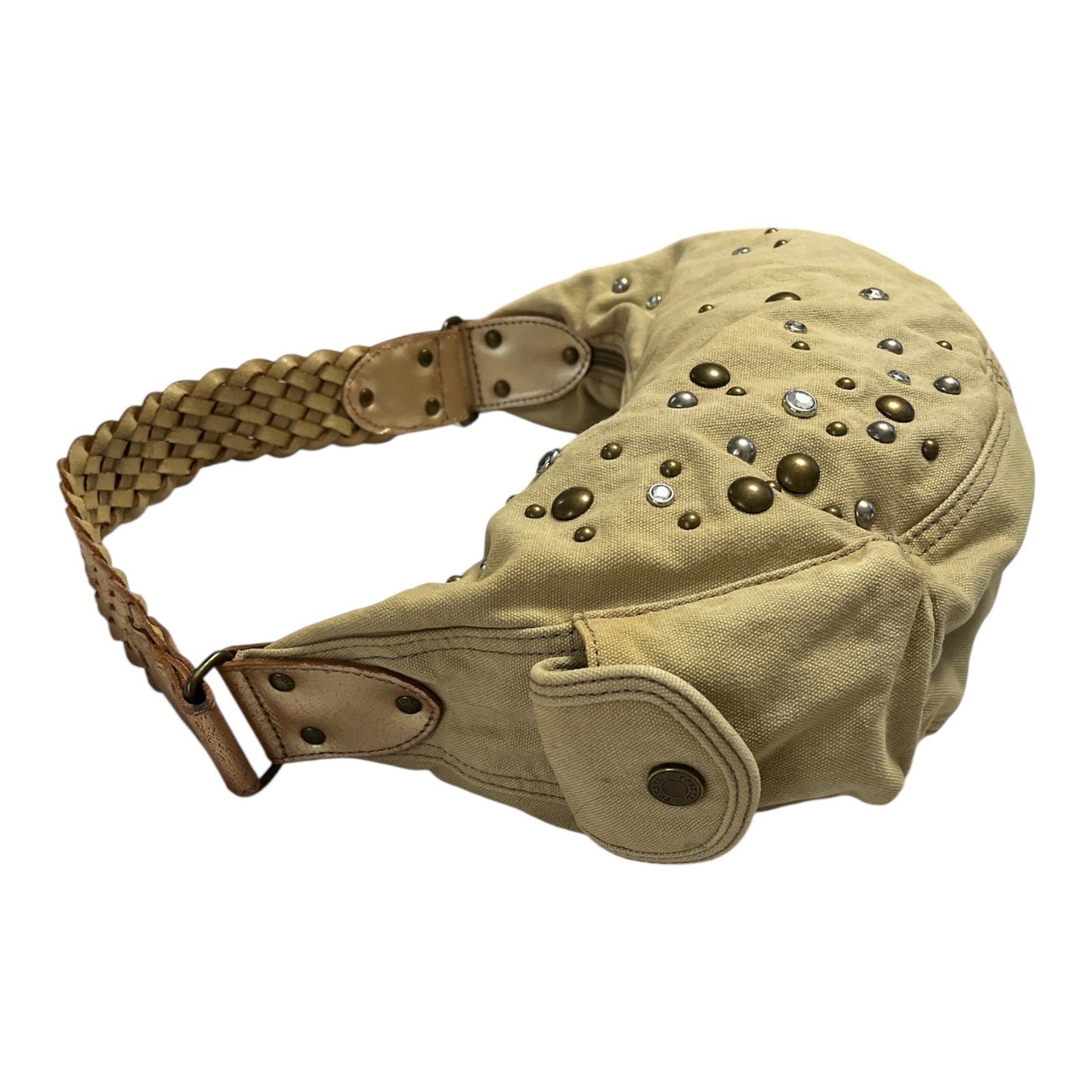 Fossil ZB9753 Canvas Shoulder Bag – Y2K Retro Boho, Studded & Rhinestone