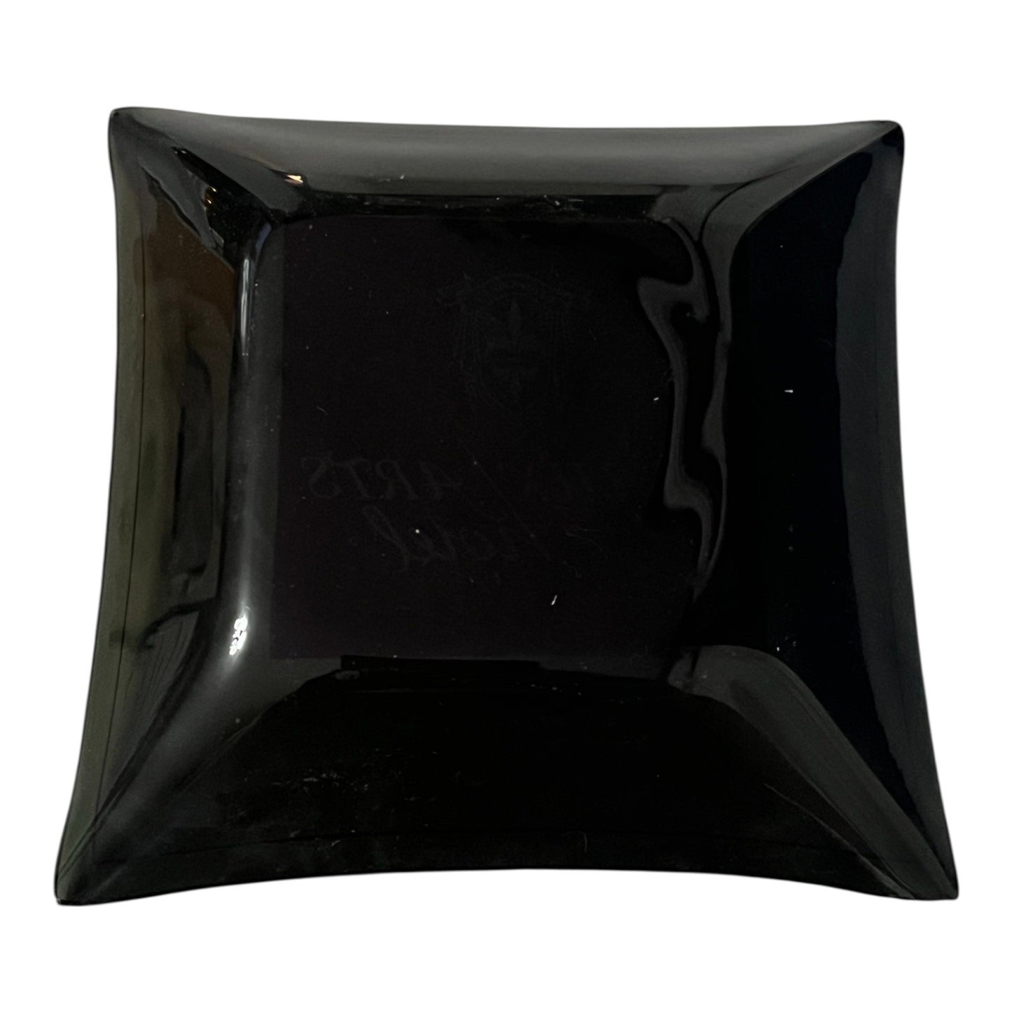 Vintage Beaux Arts Hotel Glass Tray – Black & Red Square Dish – 5.5 Inch