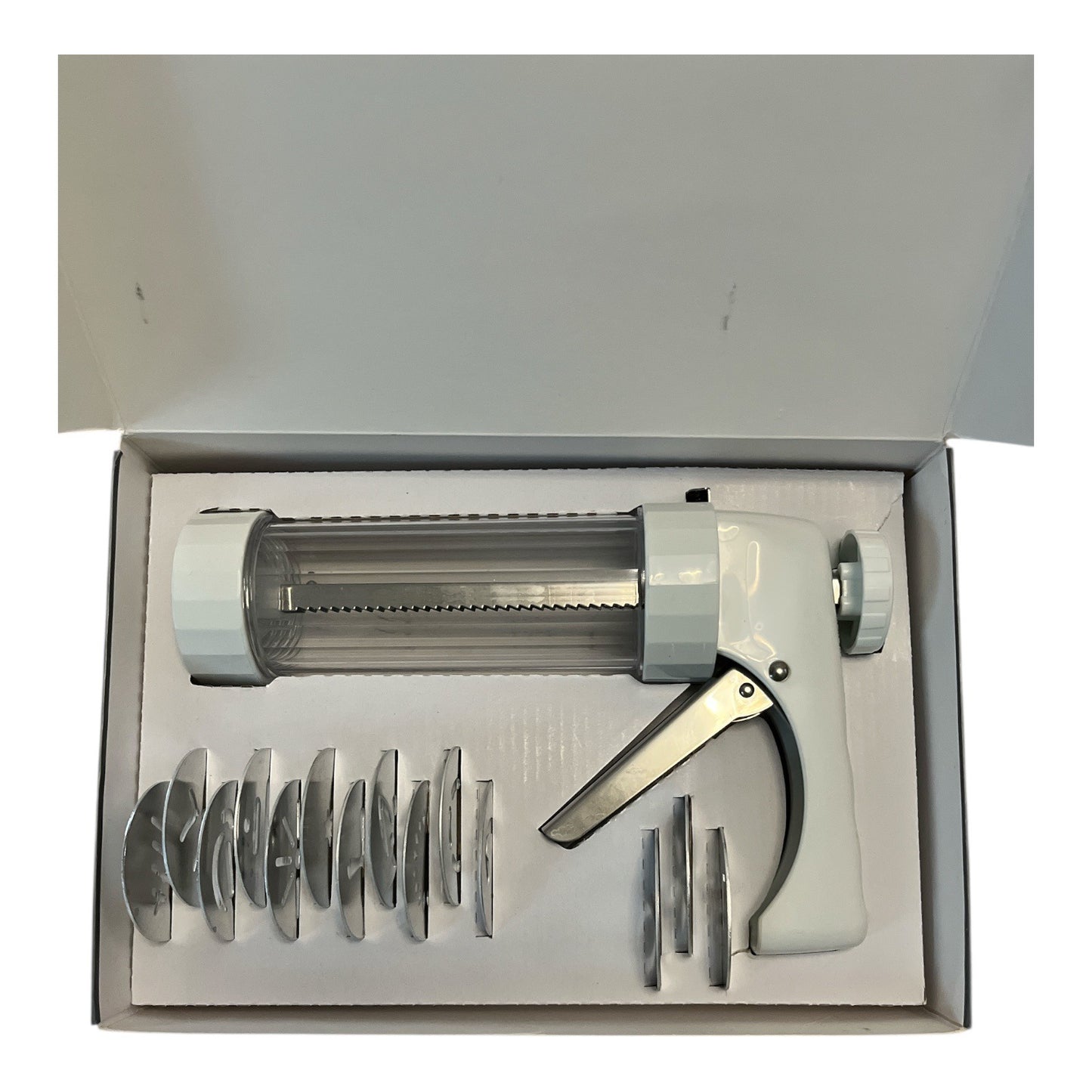 Kuhn Rikon Clear Cookie Press – 14 Disks – Model 2460 – Original Box & Instructions