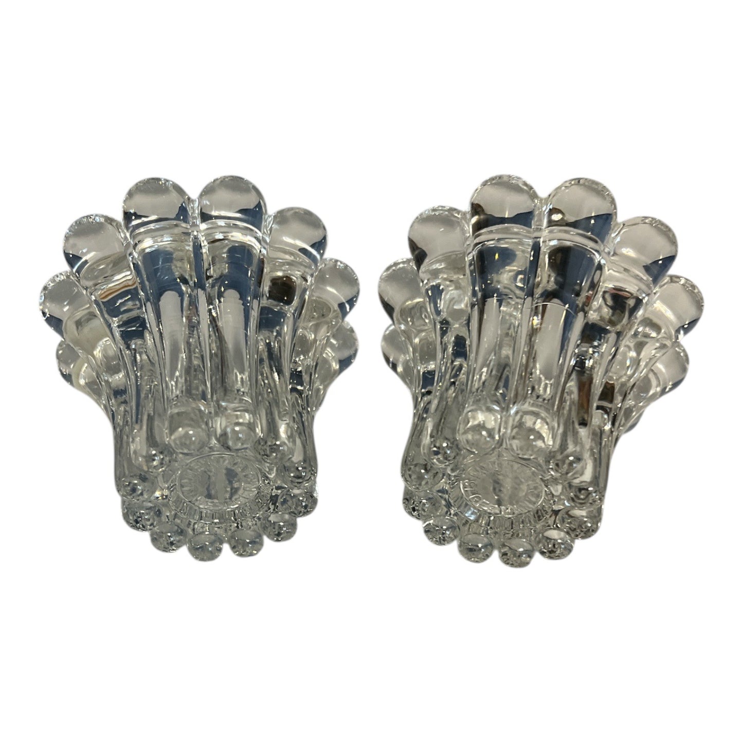 Vintage San Marco West Germany Bubble Glass Crystal Candle Holders – Pair 2.5" Taper