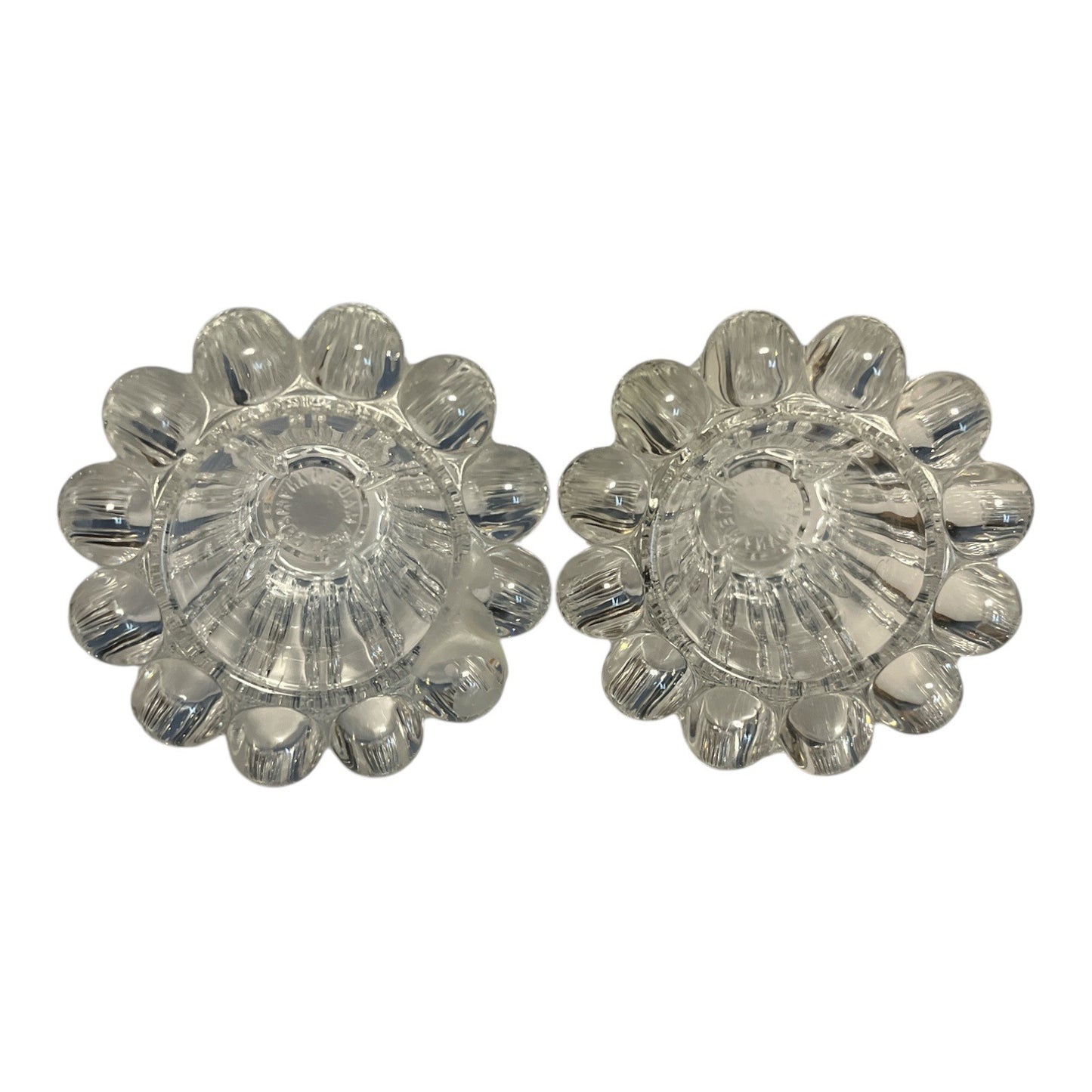 Vintage San Marco West Germany Bubble Glass Crystal Candle Holders – Pair 2.5" Taper