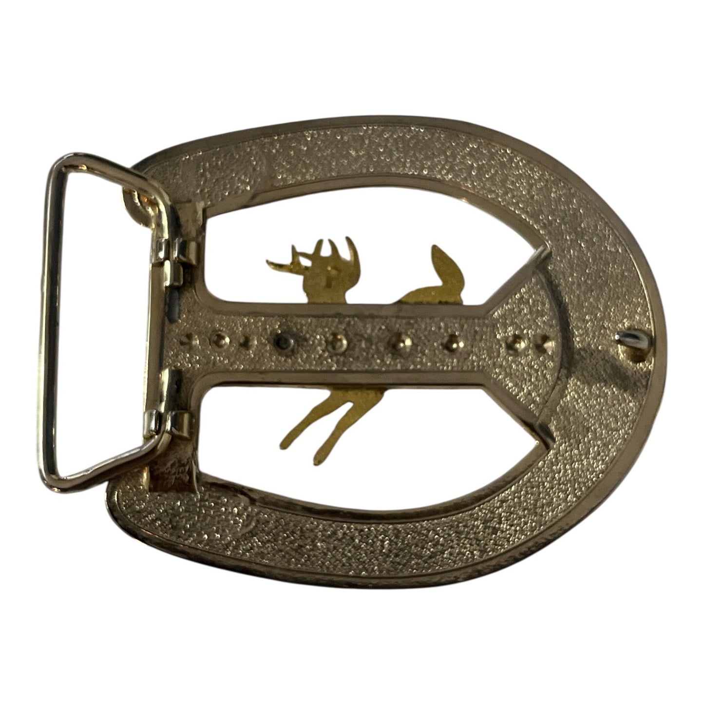 Y2K Horseshoe Deer Belt Buckle Silver Tone Western Buck Buckle 2000s