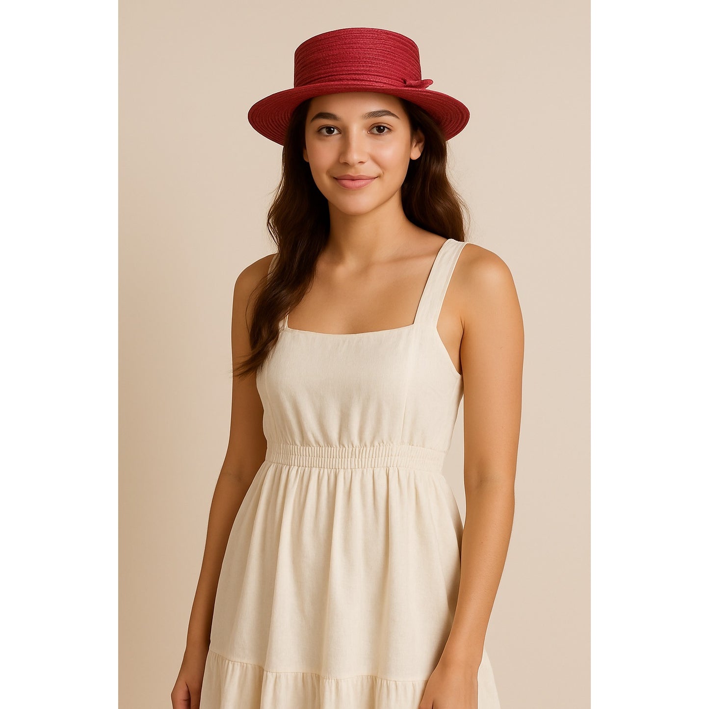 VTG Betmar New York Pink Straw Hat – Wide Brim with Bow – Style G165