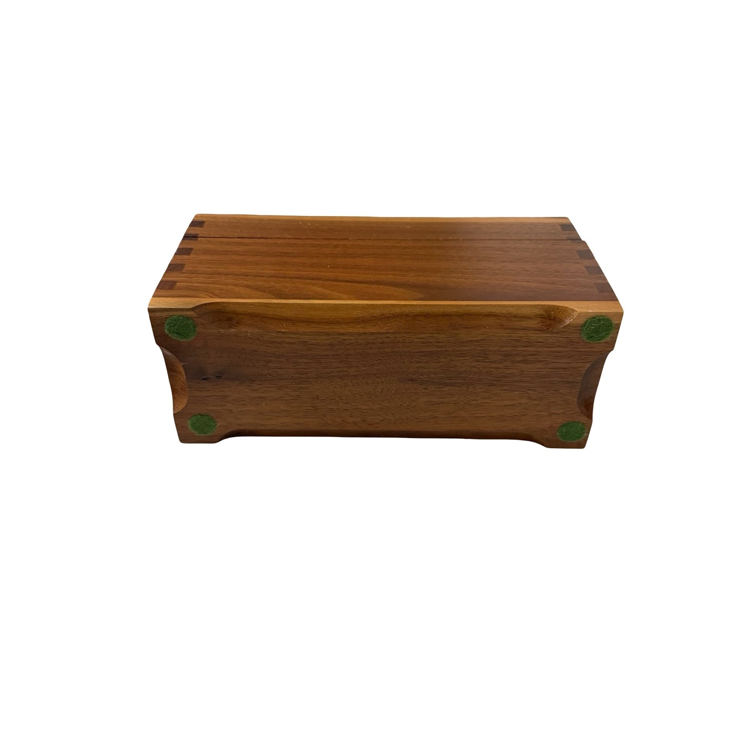 Vintage Walnut Dovetail Wooden Keepsake Box Jewelry Trinket Storage Red Velvet Lined