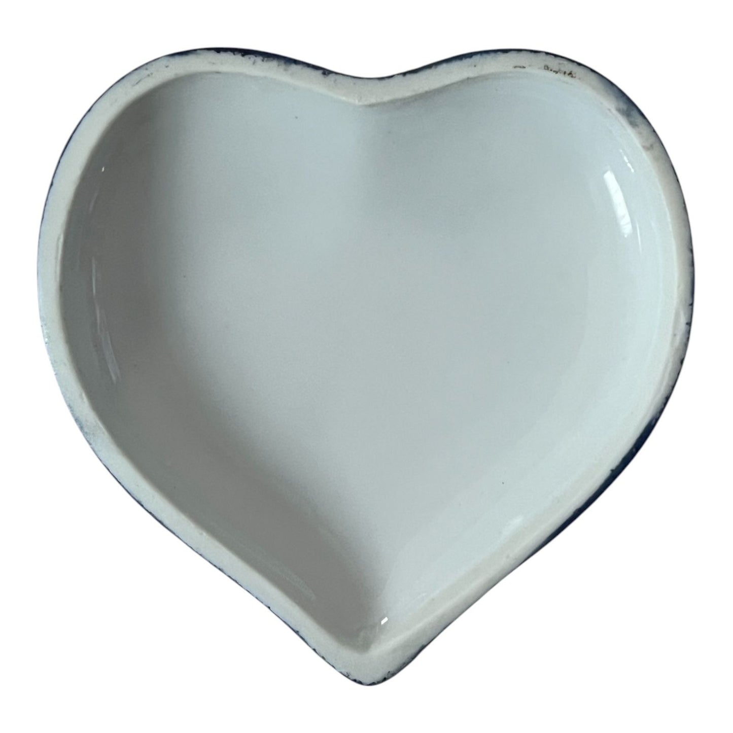 Vintage Japan Heart-Shaped Porcelain Trinket Box – Blue Floral with Gold Trim – Y Mark