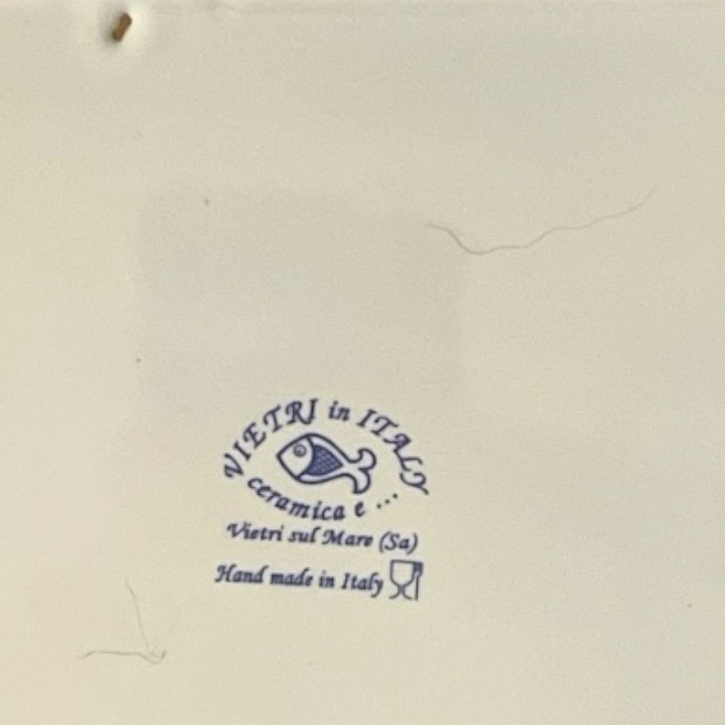 Vtg. Hand-Painted Italian Cherry Platter – Vietri sul Mare Ceramica e, 11.5x8, Blue Gingham