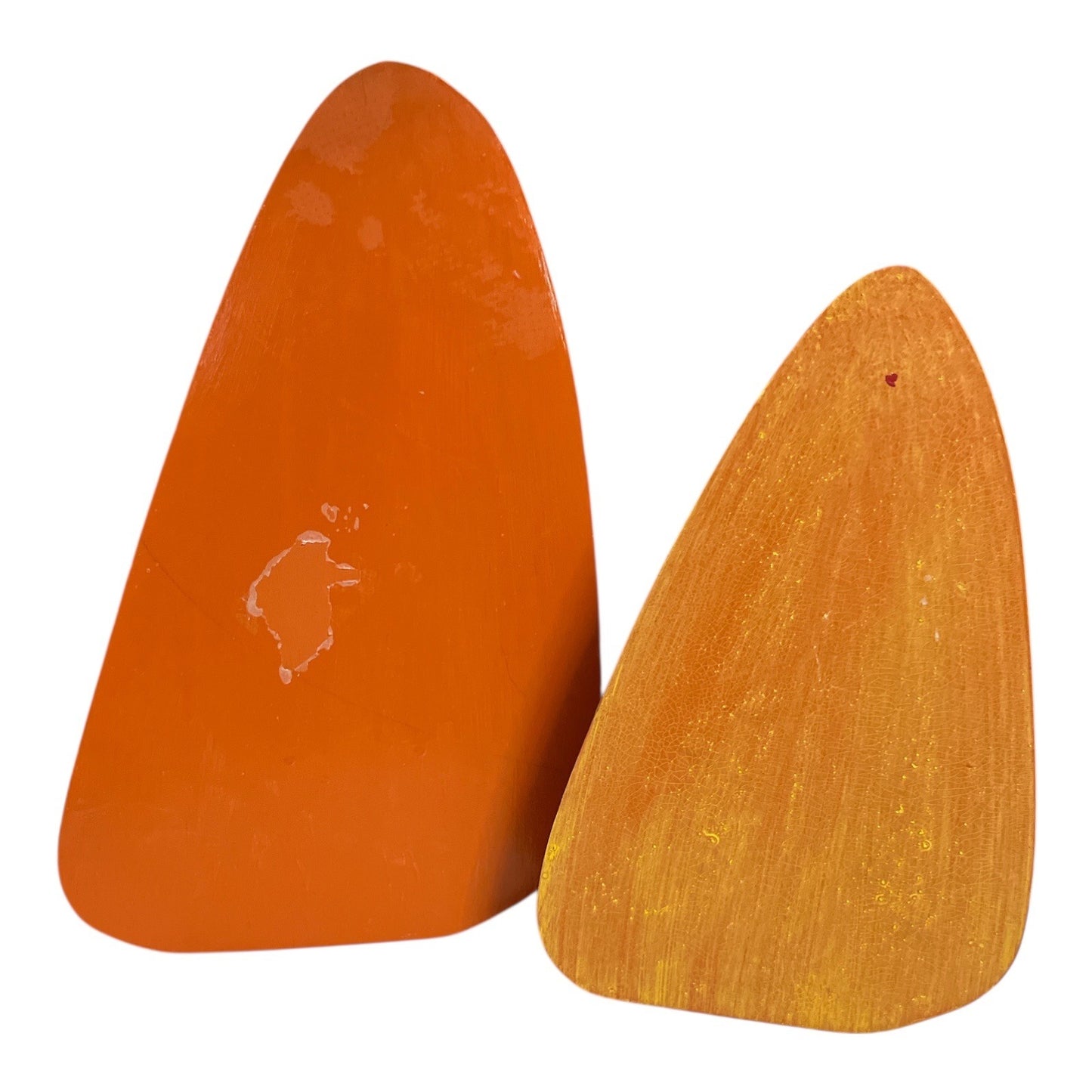 Set of 2 Wooden Candy Corn Decorations – 2010s Chevron Halloween Fall Rustic Farmhouse Shelf Sitter