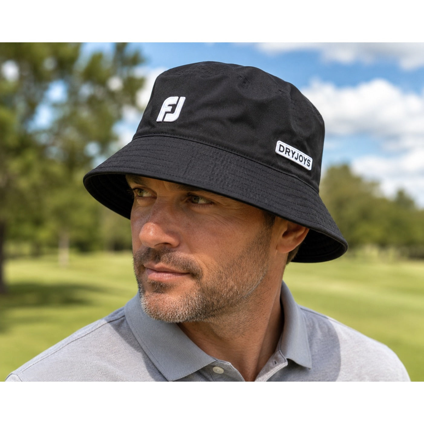 FootJoy DryJoys Black Golf Bucket Hat Large FJ Reversible Rain Sun Hat