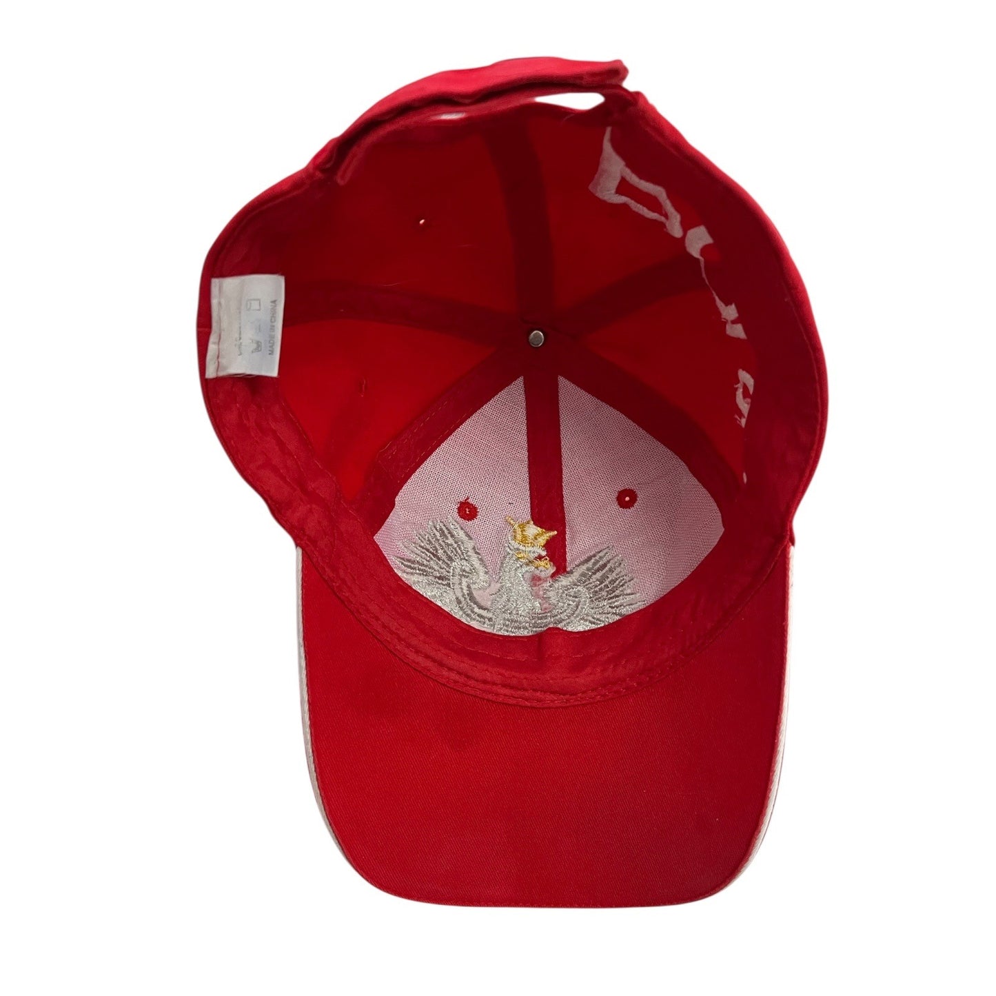 Polska Red Baseball Cap – Silver Embroidered Polish Eagle – Adjustable Strapback