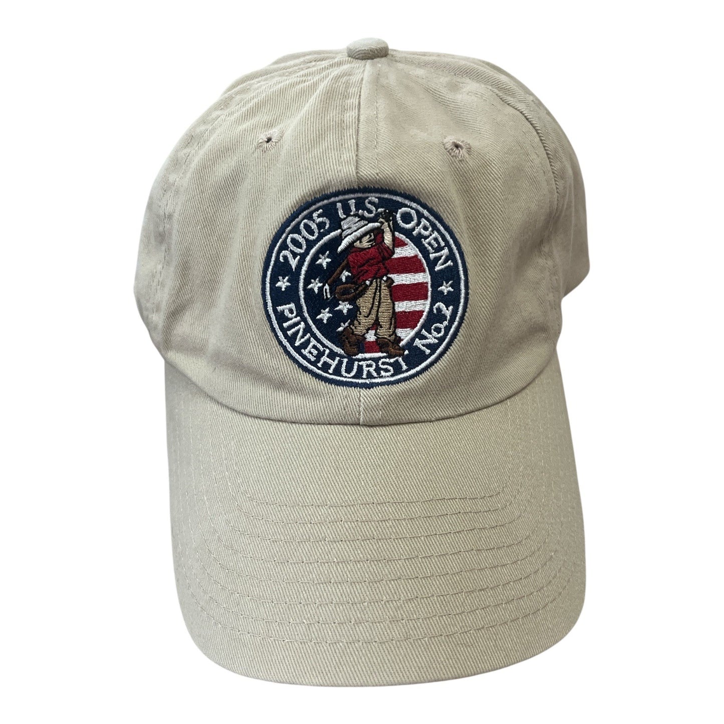 2005 U.S. Open Pinehurst No. 2 Hat – USGA Member Embroidered Cap – Adjustable Khaki Baseball Hat