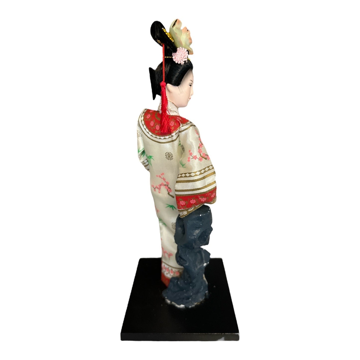 Chinese Court Attendant Figurine – 10” Resin & Fabric Statue – Traditional Dress – ¥180 Label