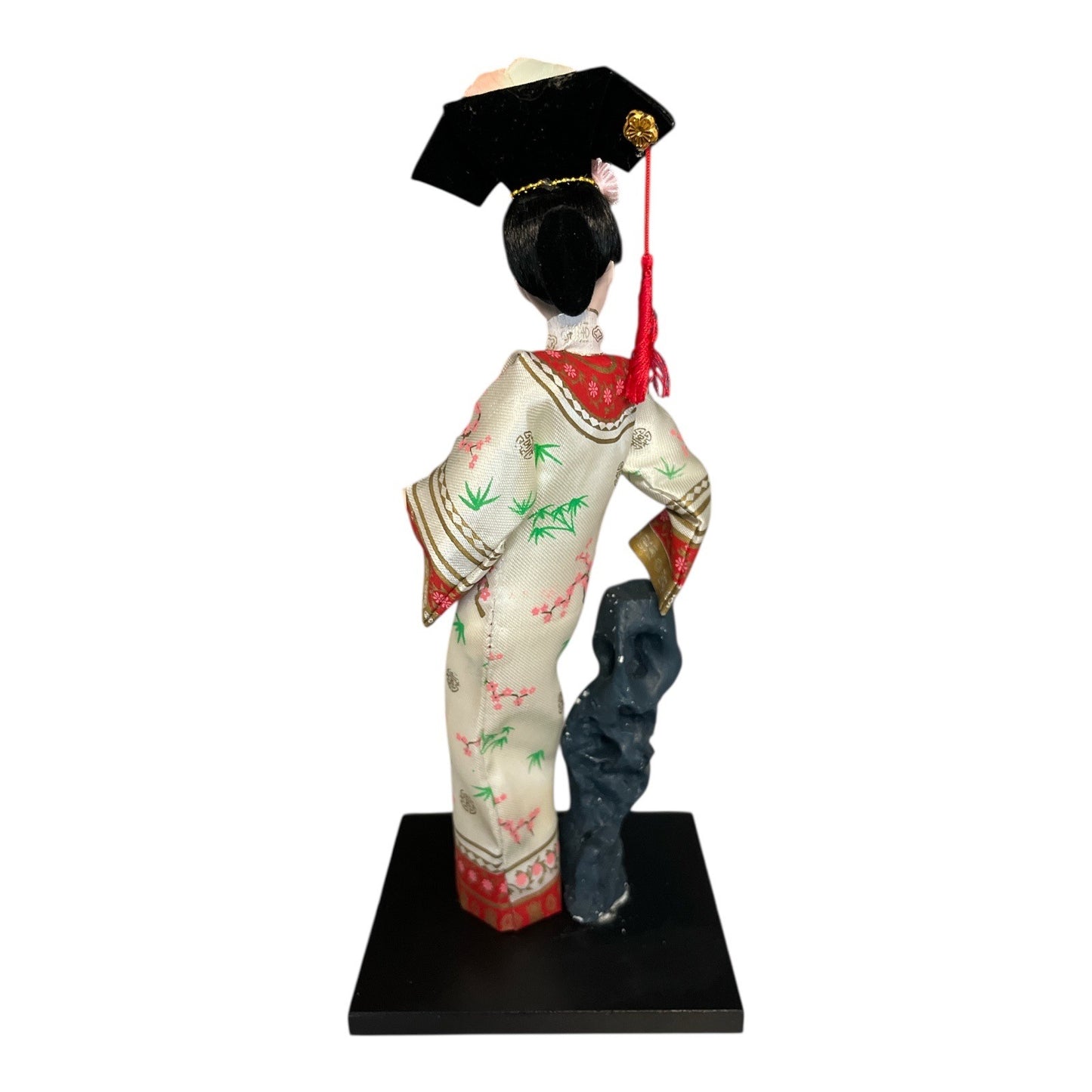 Chinese Court Attendant Figurine – 10” Resin & Fabric Statue – Traditional Dress – ¥180 Label