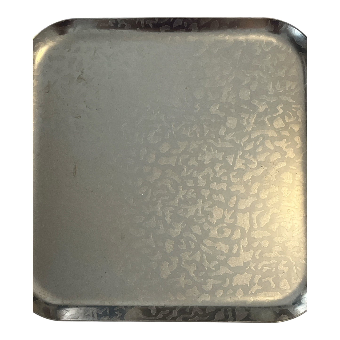 Vintage Kensington Moiré Aluminum Tray | Gold-Tone 10.75" Square | Mid-Century Modern Barware