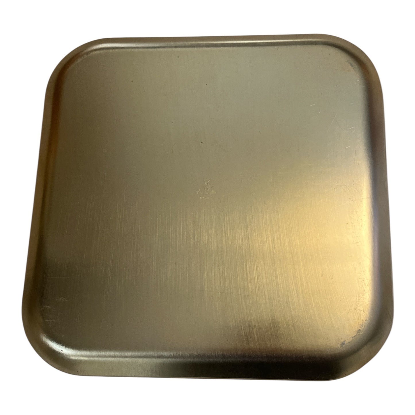 Vintage Kensington Moiré Aluminum Tray | Gold-Tone 10.75" Square | Mid-Century Modern Barware