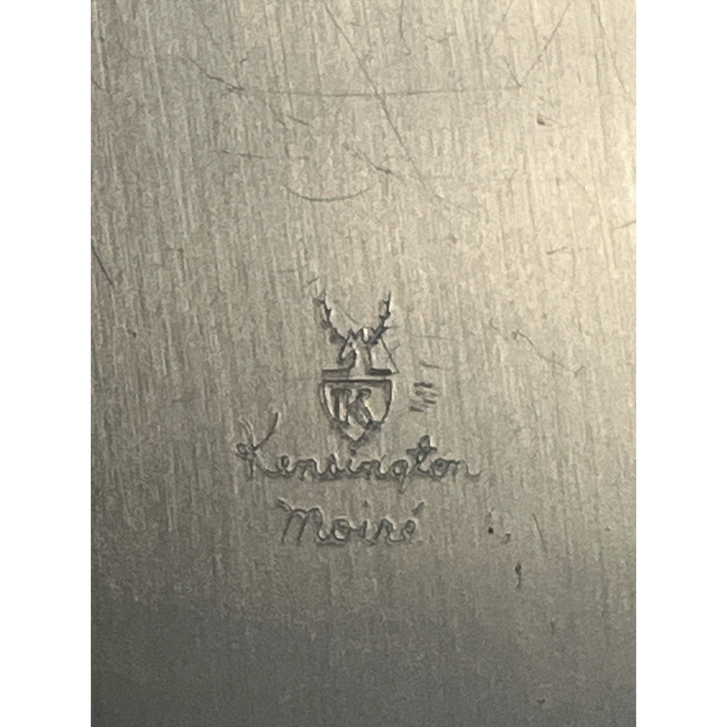 Vintage Kensington Moiré Aluminum Tray | Gold-Tone 10.75" Square | Mid-Century Modern Barware