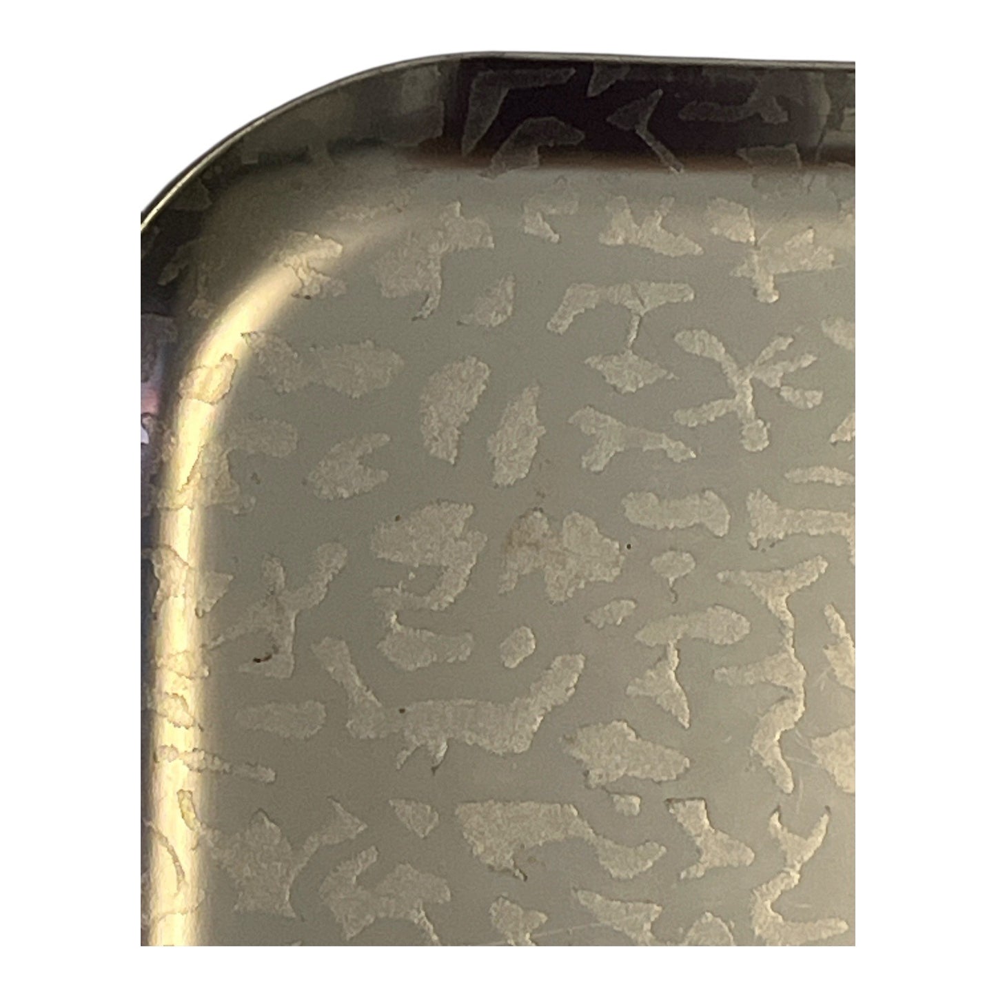 Vintage Kensington Moiré Aluminum Tray | Gold-Tone 10.75" Square | Mid-Century Modern Barware