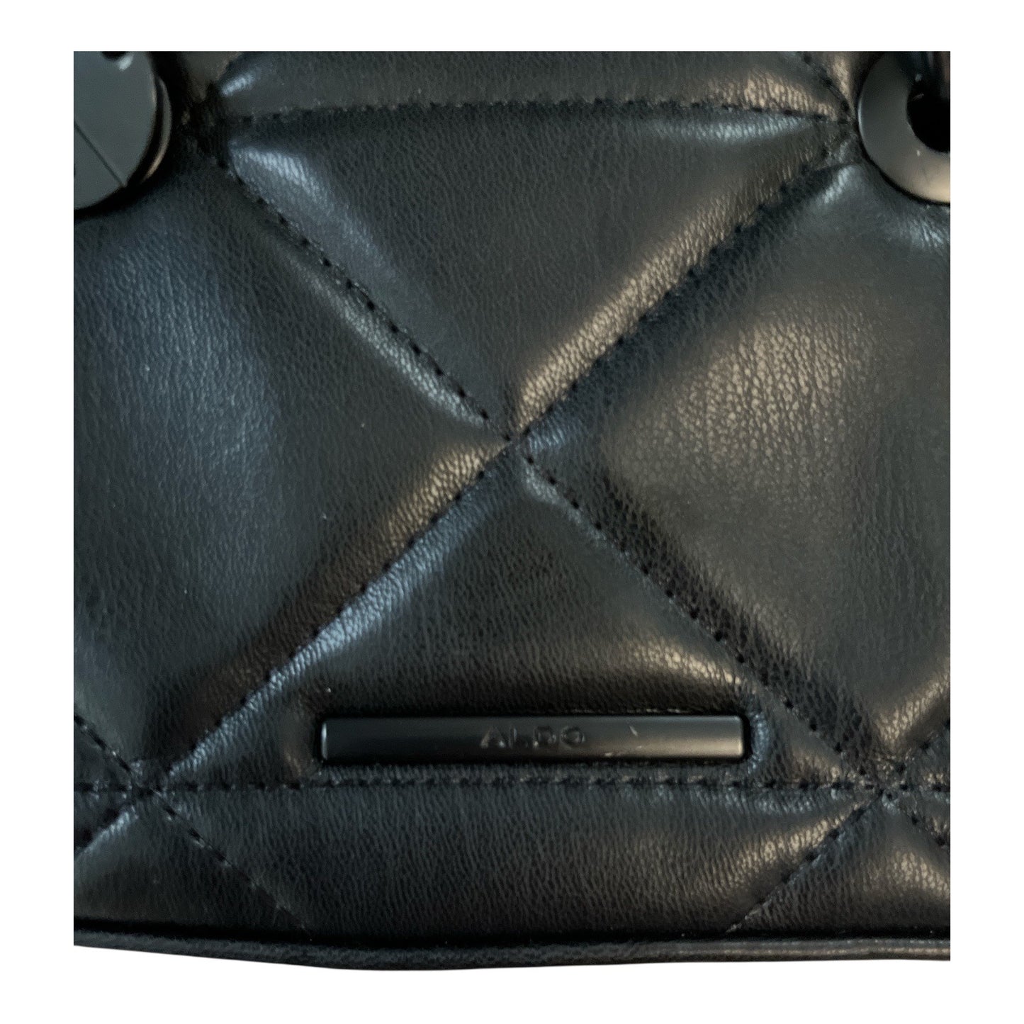 ALDO Quilted Black Faux Leather Mini Satchel – Metal Handles and Chain Strap – 2023