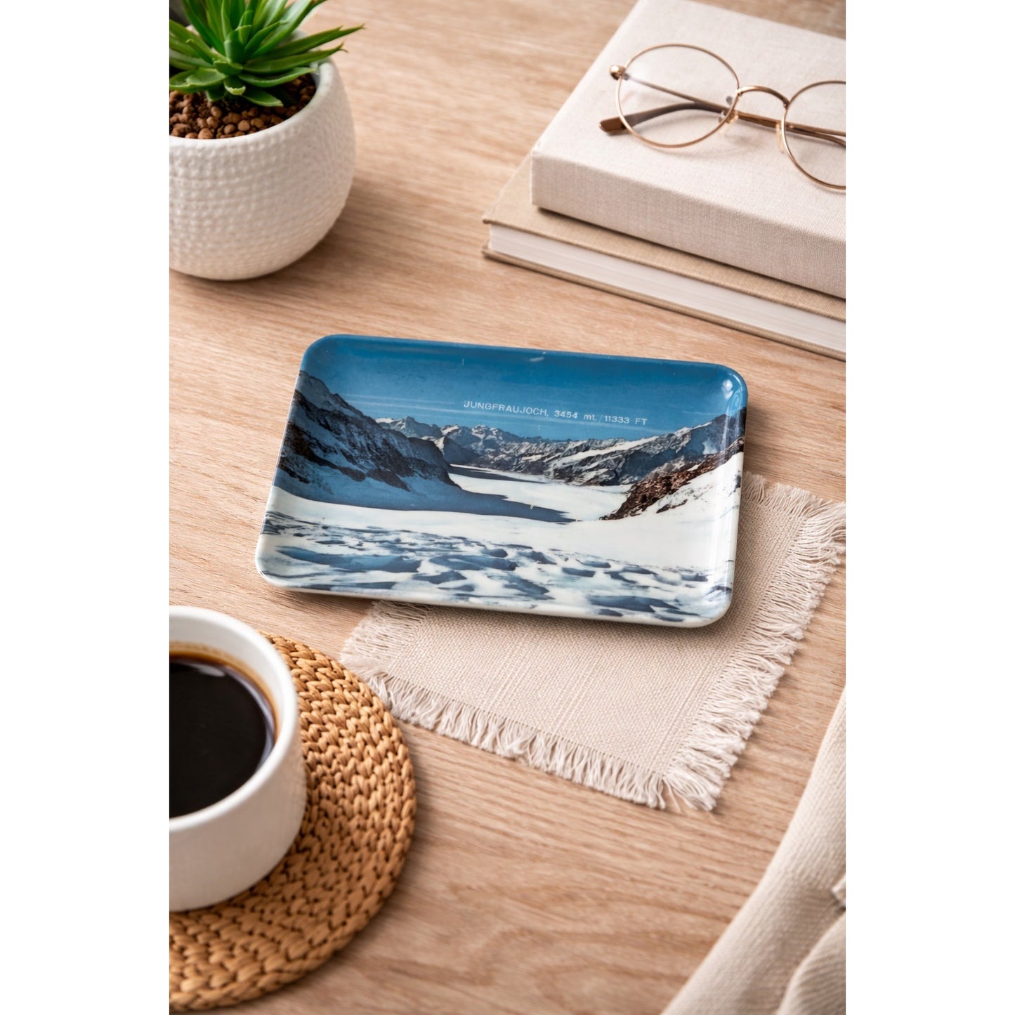 Vintage Swiss Jungfraujoch Glacier Souvenir Tray Cofer Geneva