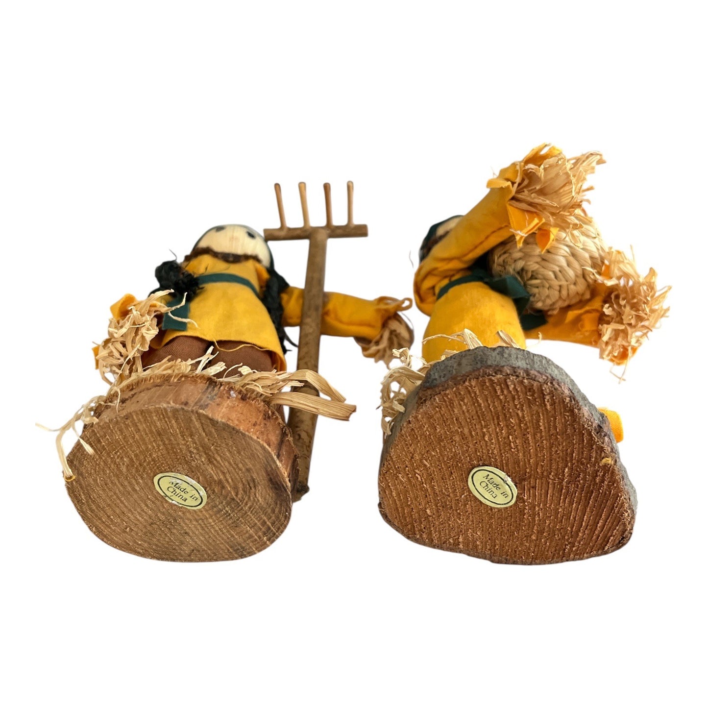 Rustic Corn Husk Farmer Dolls with Wooden Base – 7x2 – Made in China – Harvest Thanksgiving Decor
