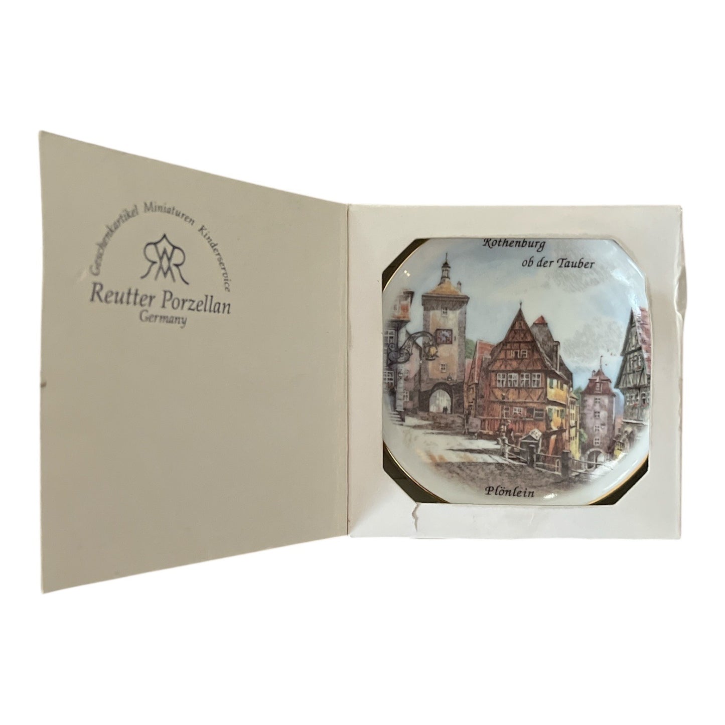 Reutter Porzellan Miniature Plate – Rothenburg ob der Tauber, Plönlein | Germany Souvenir with Box