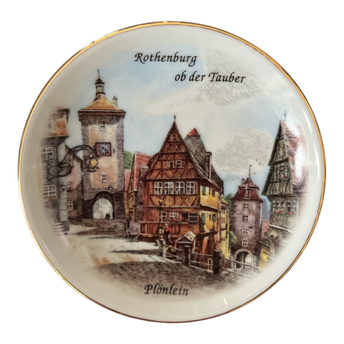 Reutter Porzellan Miniature Plate – Rothenburg ob der Tauber, Plönlein | Germany Souvenir with Box